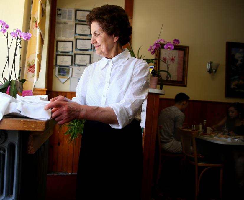Waitress Vasiliki Papakonstantinou (cq) at Maugus restaurant.