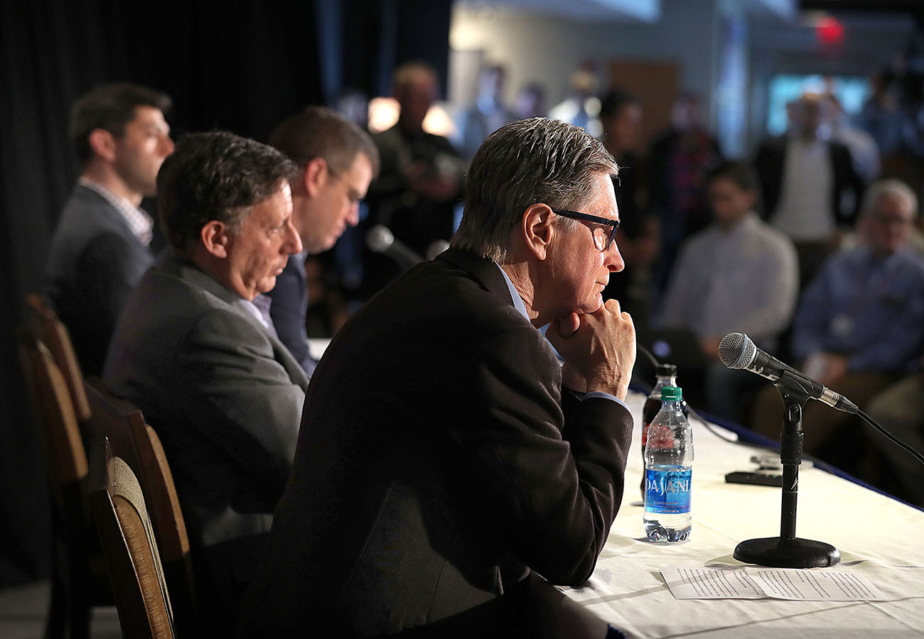 Red Sox front office members spoke at a press conference on Wednesday in the wake of Alex Cora’s departure as manager.