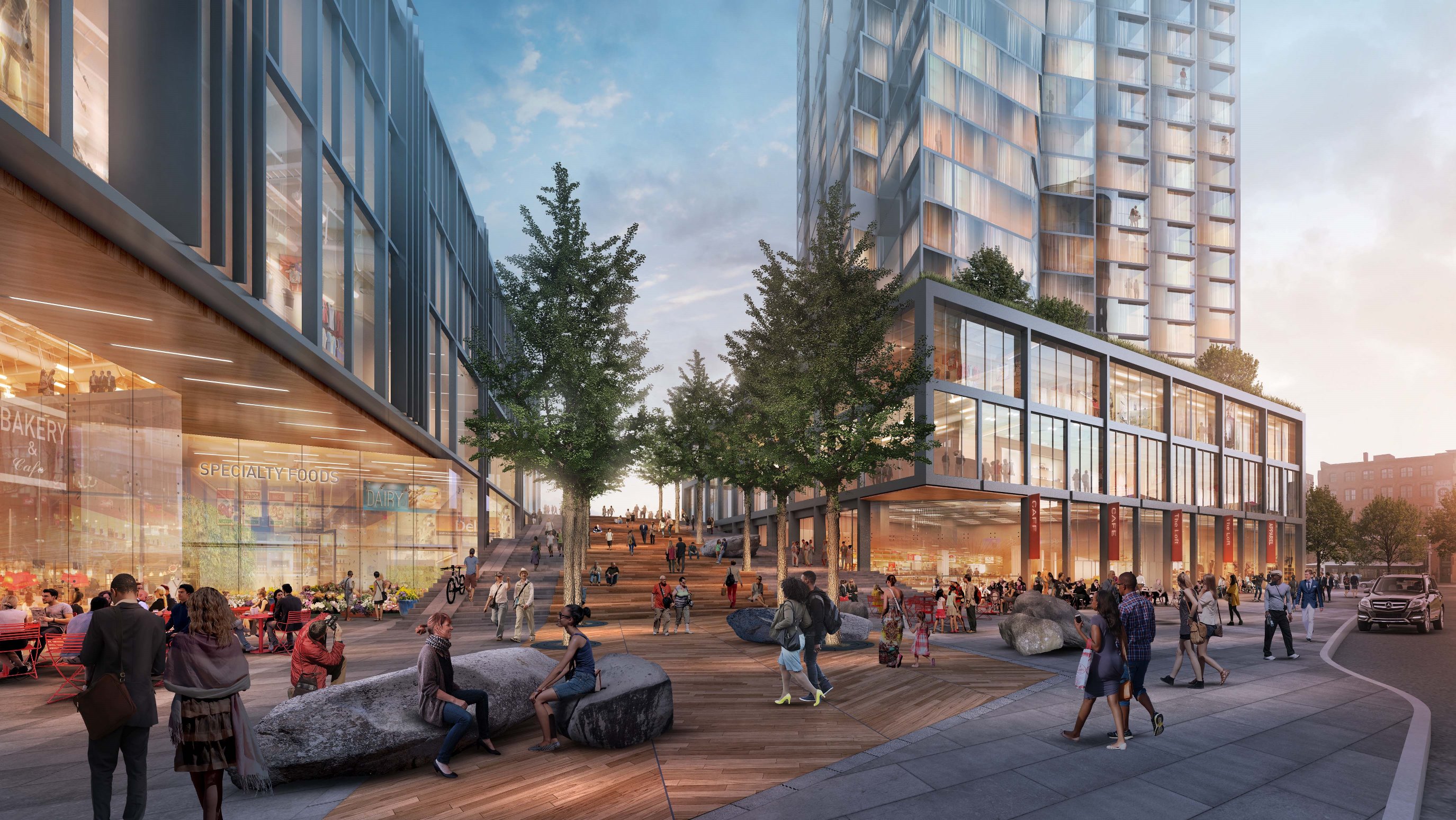 A view along the proposed Harbor Way, a one-third-of-a mile promenade stretching from Summer Street to the waterfront.