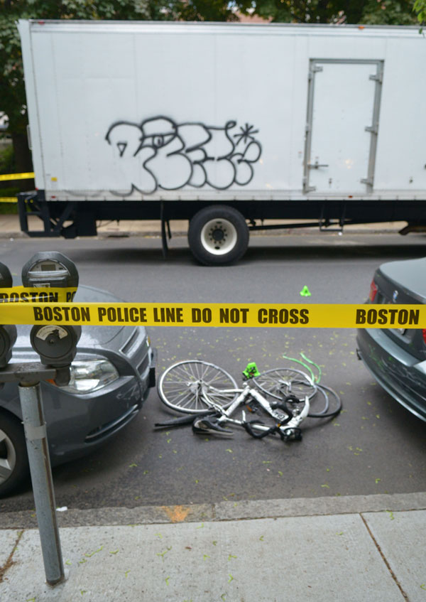 MIT scientist Kanako Miura was hit by a truck near Kenmore Square, and her bike was dragged 75 fet before dislodging.