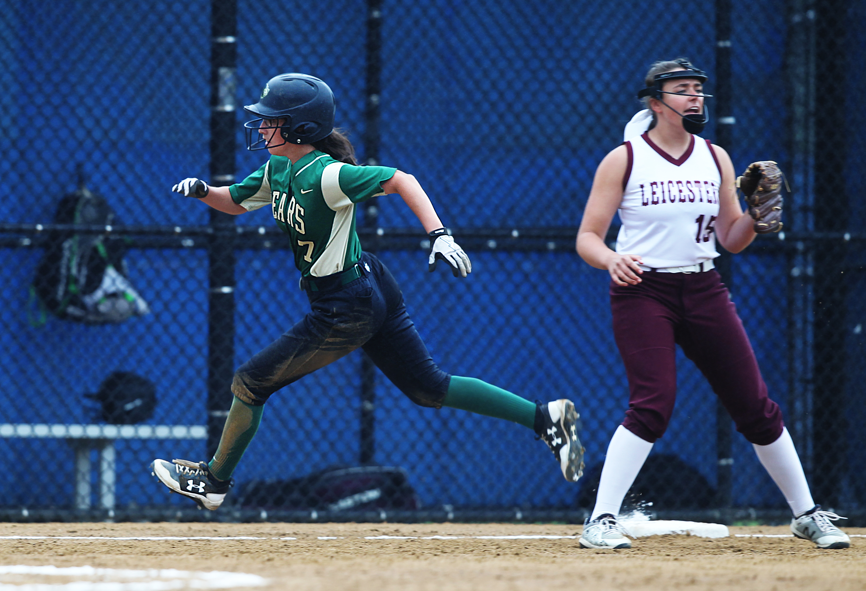 Piper Crooks steams around third base to score for Greater New Bedford.