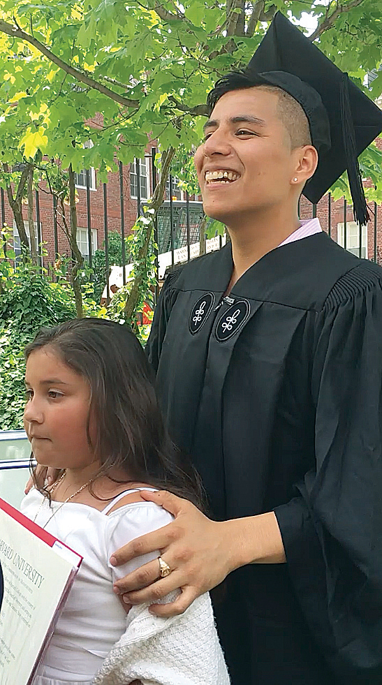Dario Guerrero after graduating from Harvard in 2015, with his sister Andrea, born here and thus, unlike her brother, a US citizen.
