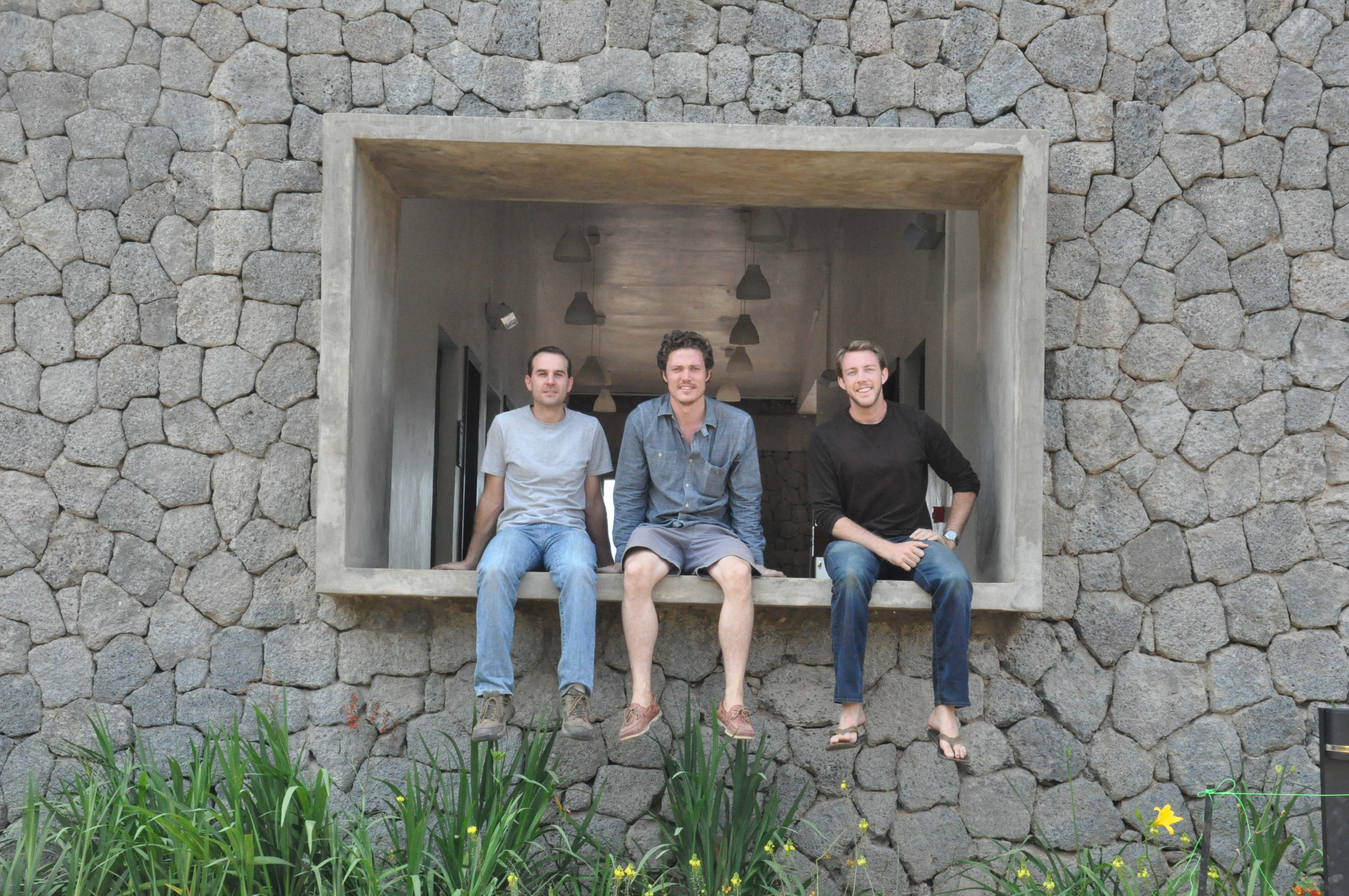 MASS Design project manager Garret Gantner, Murphy, and COO Alan Ricks in Rwanda in November 2011.