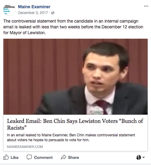 A website took a statement from mayoral candidate Ben Chin out of context and spread it as a scoop, his supporters contend.