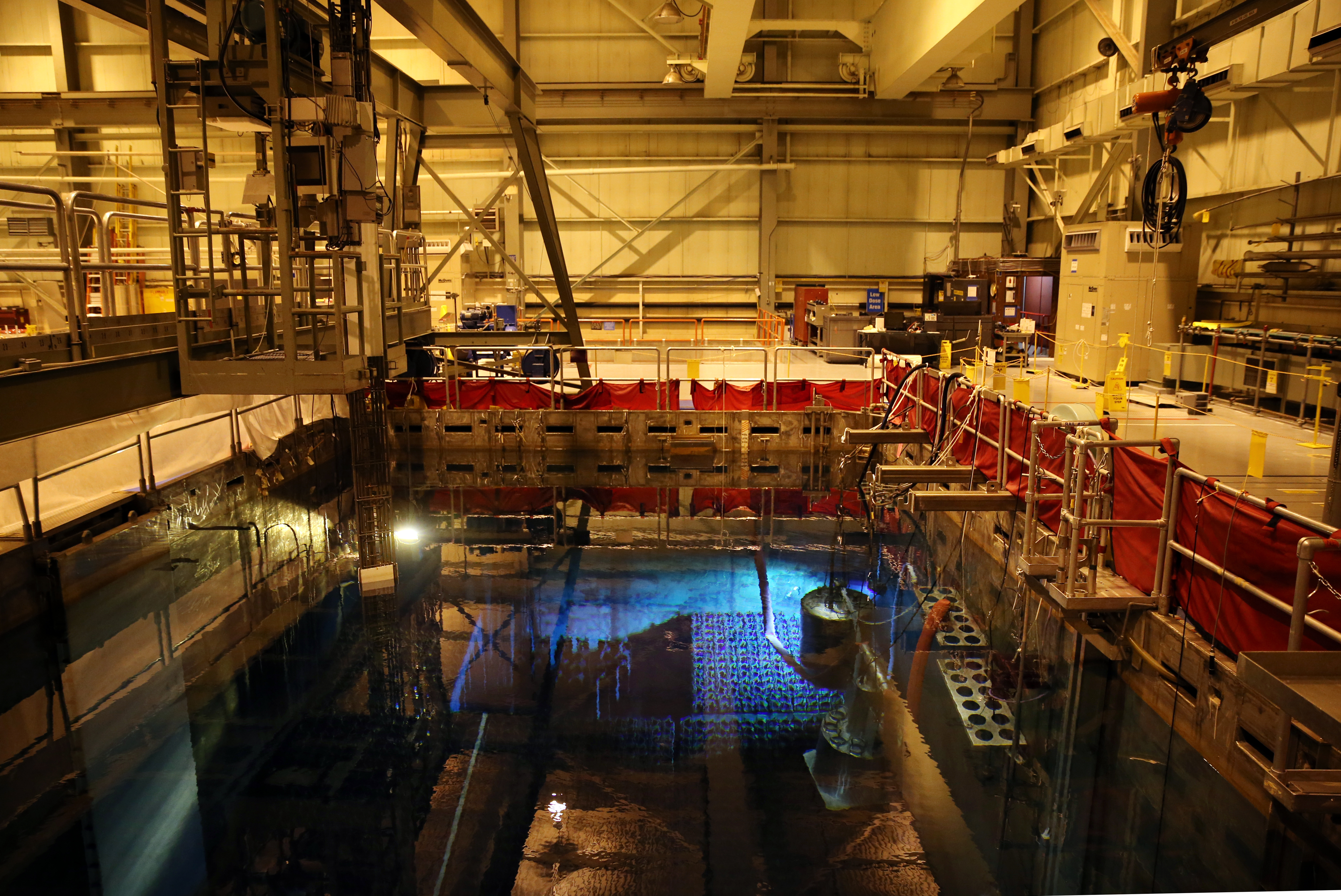 The spent fuel pool is used to store racks of fuel assemblies in the reactor building.