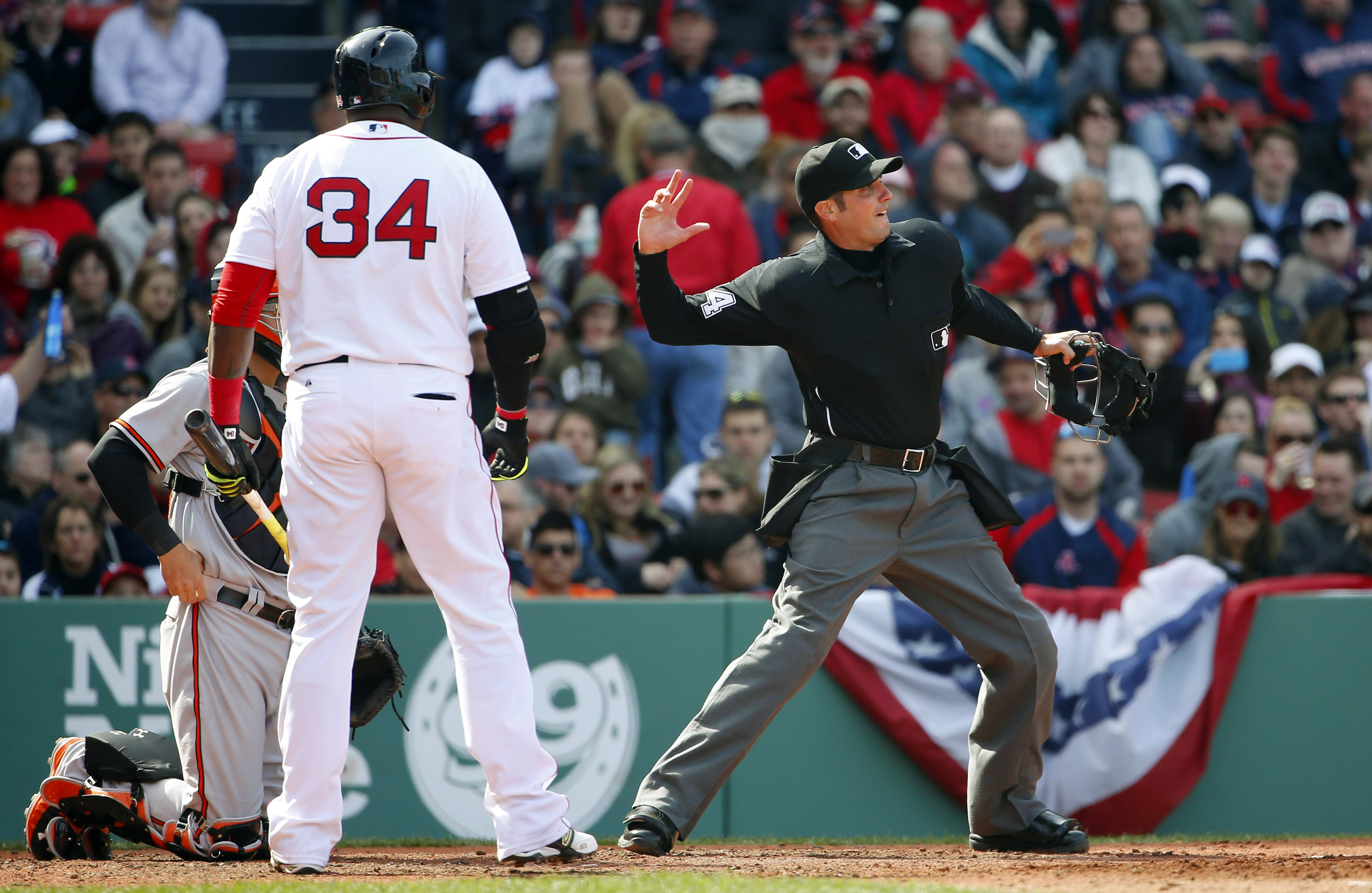 Red Sox designated hitter David Ortiz was thrown out of the game by umpire John Tumpane after arguing a strike in April.