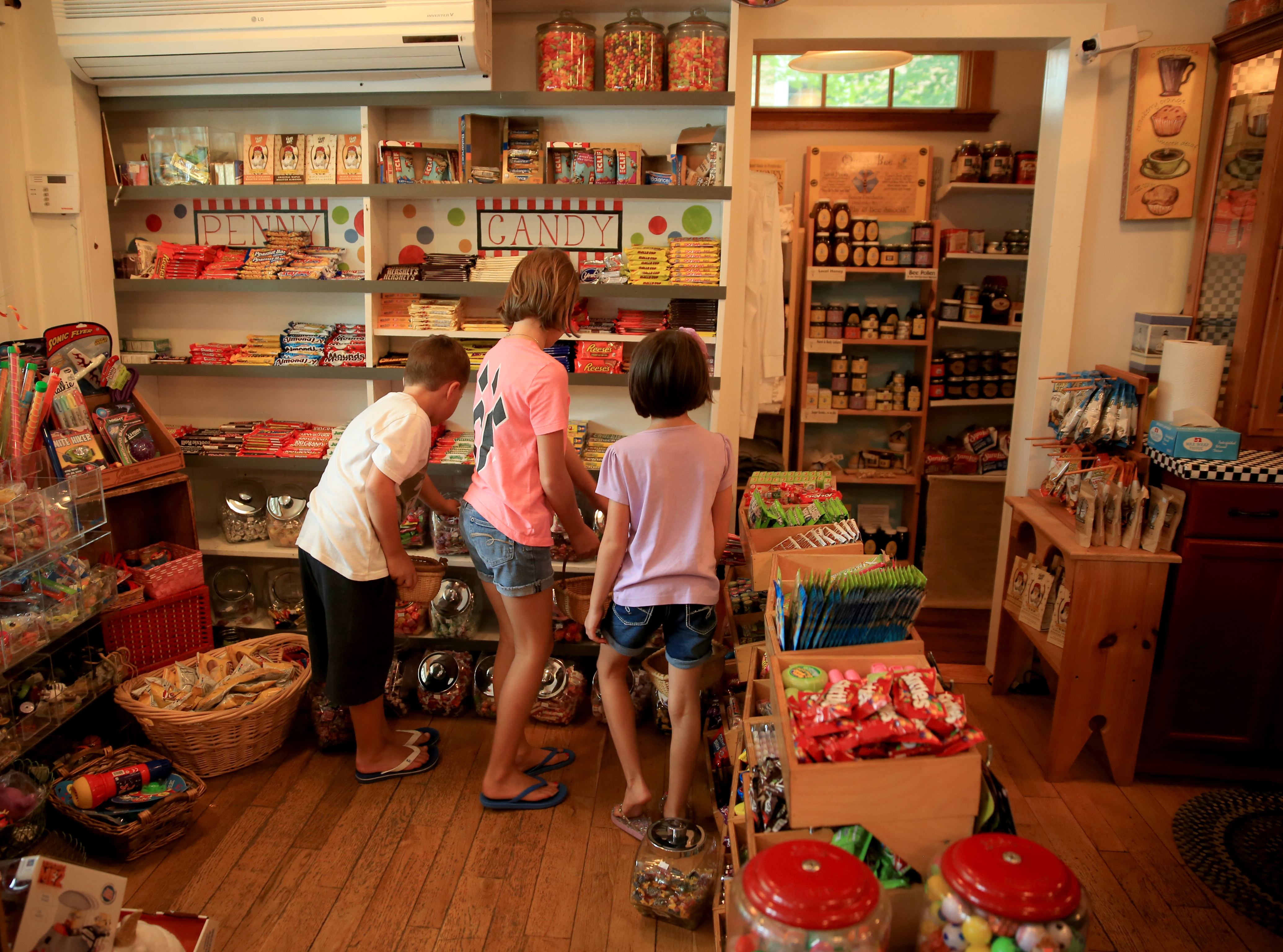The candy section at the Marshfield Hills General store offers a wide selection.