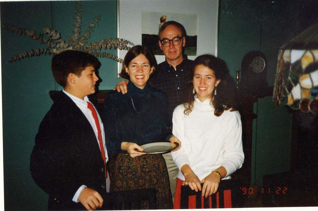 Warren celebrated the holidays with, from left, her son, Alex; husband, Bruce Mann; and daughter, Amelia.