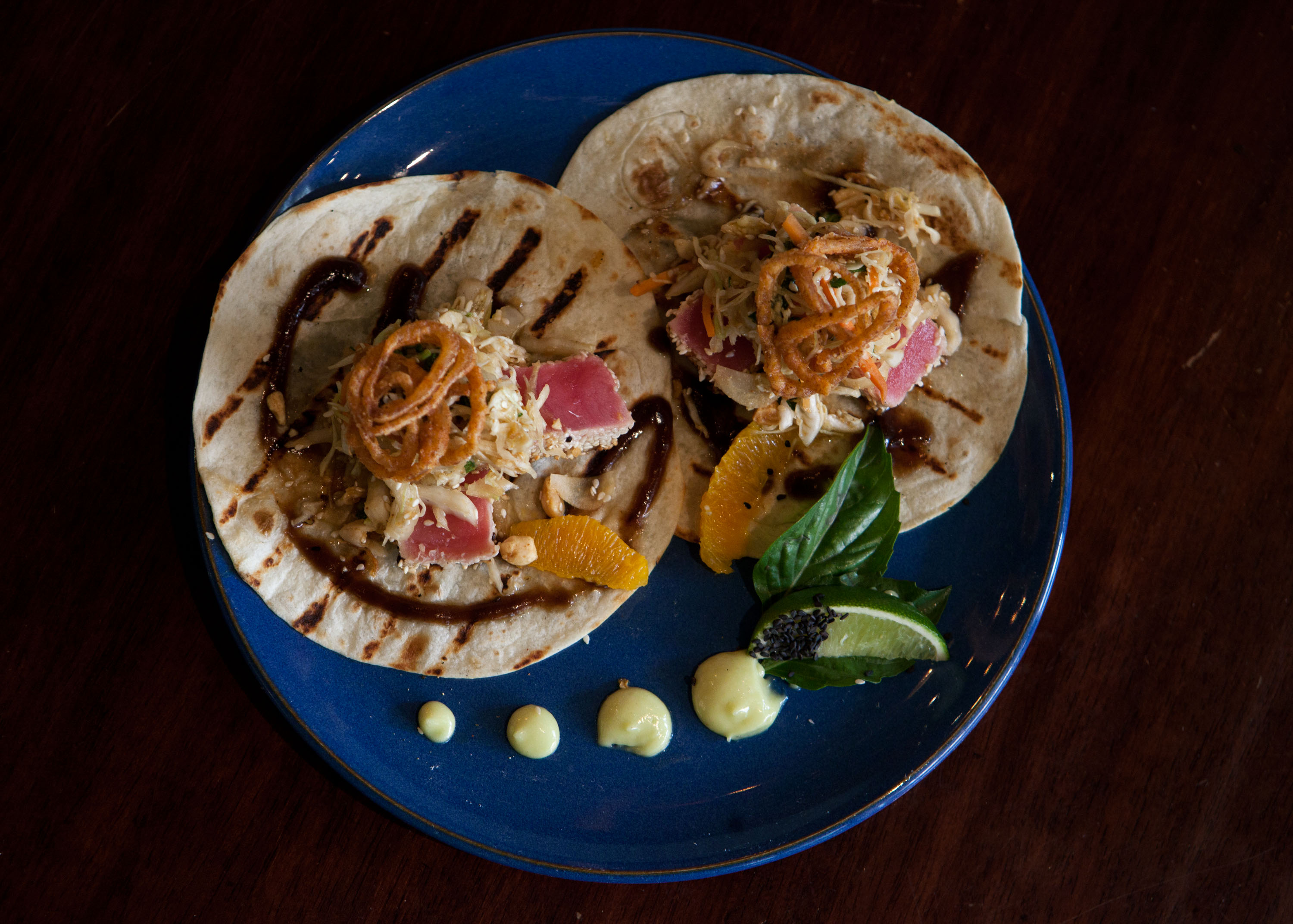 Seared tuna tacos at Rail Trail Flatbread.