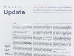 A page from Smith College's Alumnae quarterly magazine featuring an update from Barbara Bush.