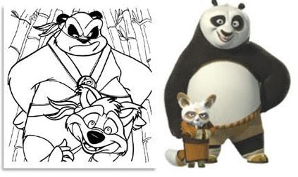 The indictment alleged that beyond superficial similarities, the panda characters Jayme Gordon created (left) had little in common with the DreamWorks’ movie.