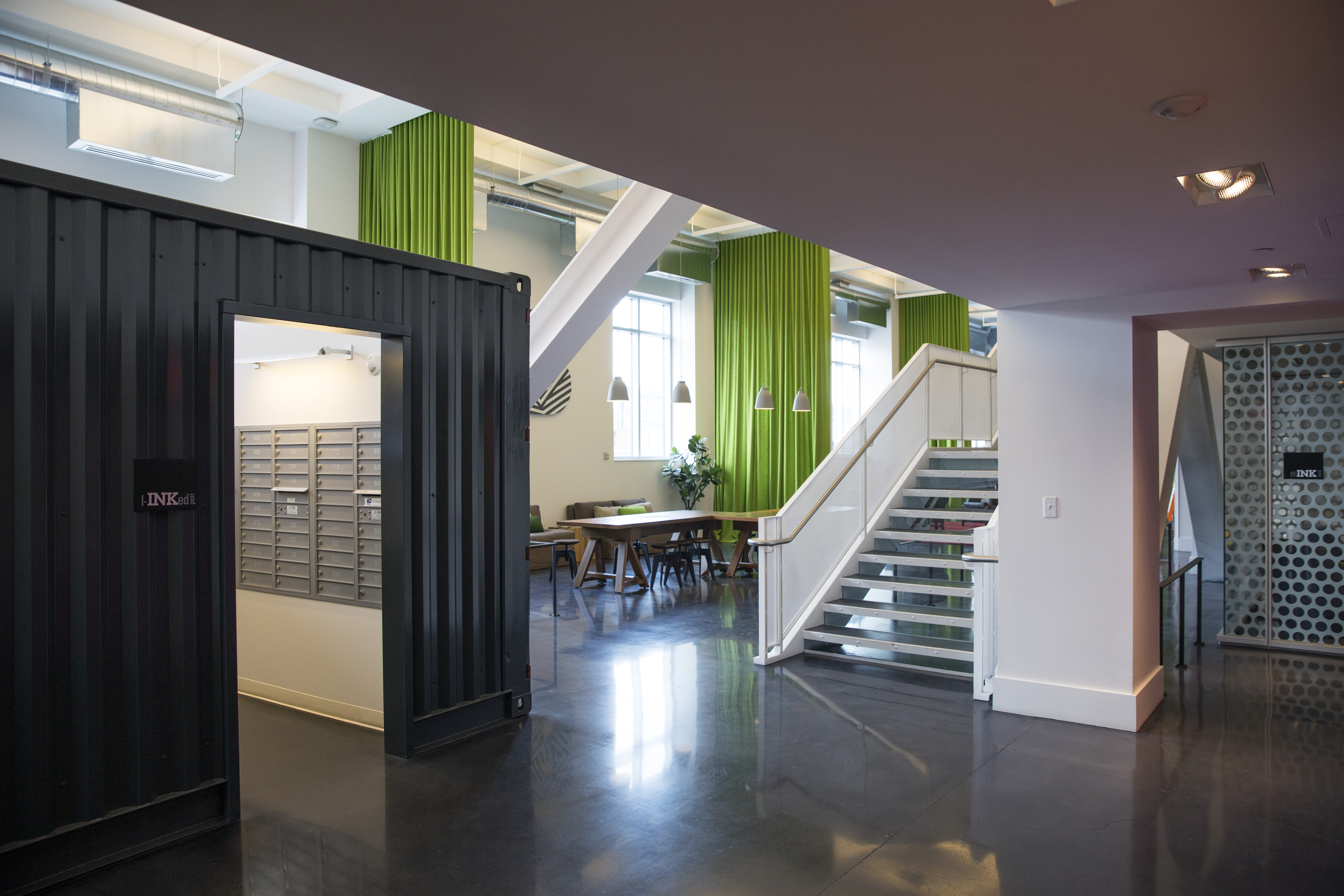 Inside main floor of the Ink Block building.