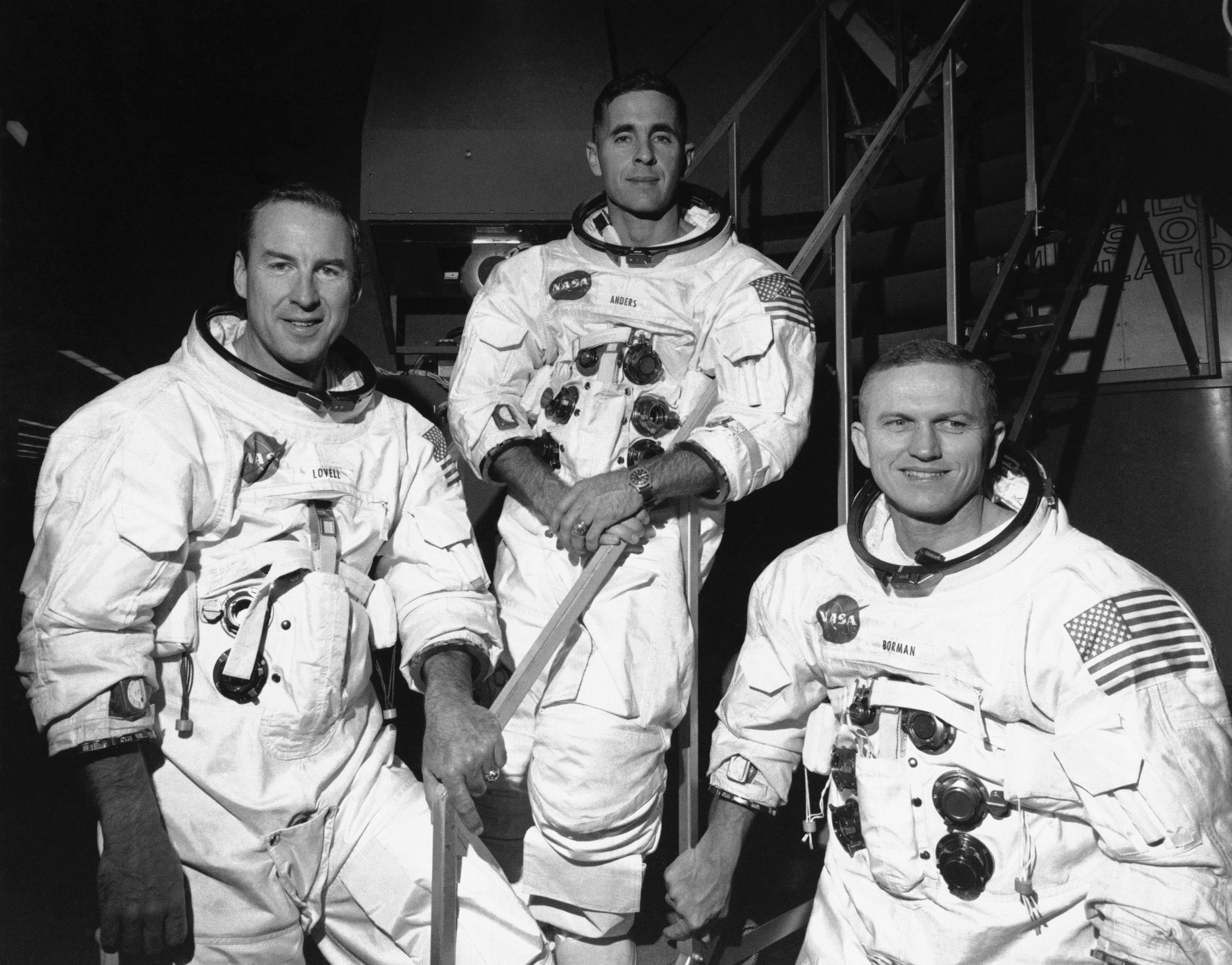 The Apollo 8 crew: James Lovell (left), Bill Anders, and mission commander Frank Borman.