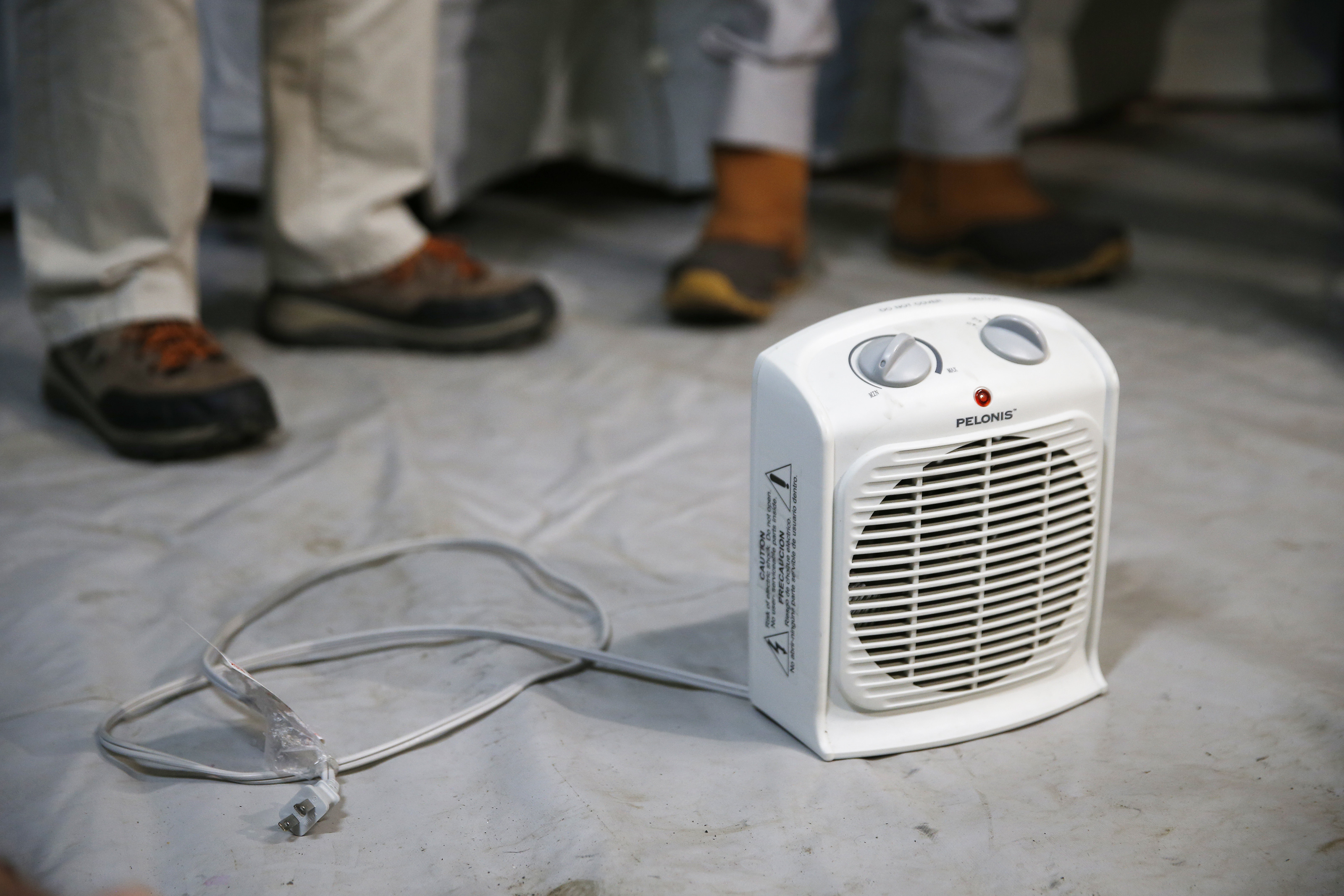 A space heater was brought in to illustrate the proper distance it should be kept from potential combustibles at a press conference held by Lawrence Mayor Dan Rivera about the coming cold weather in South Lawrence.
