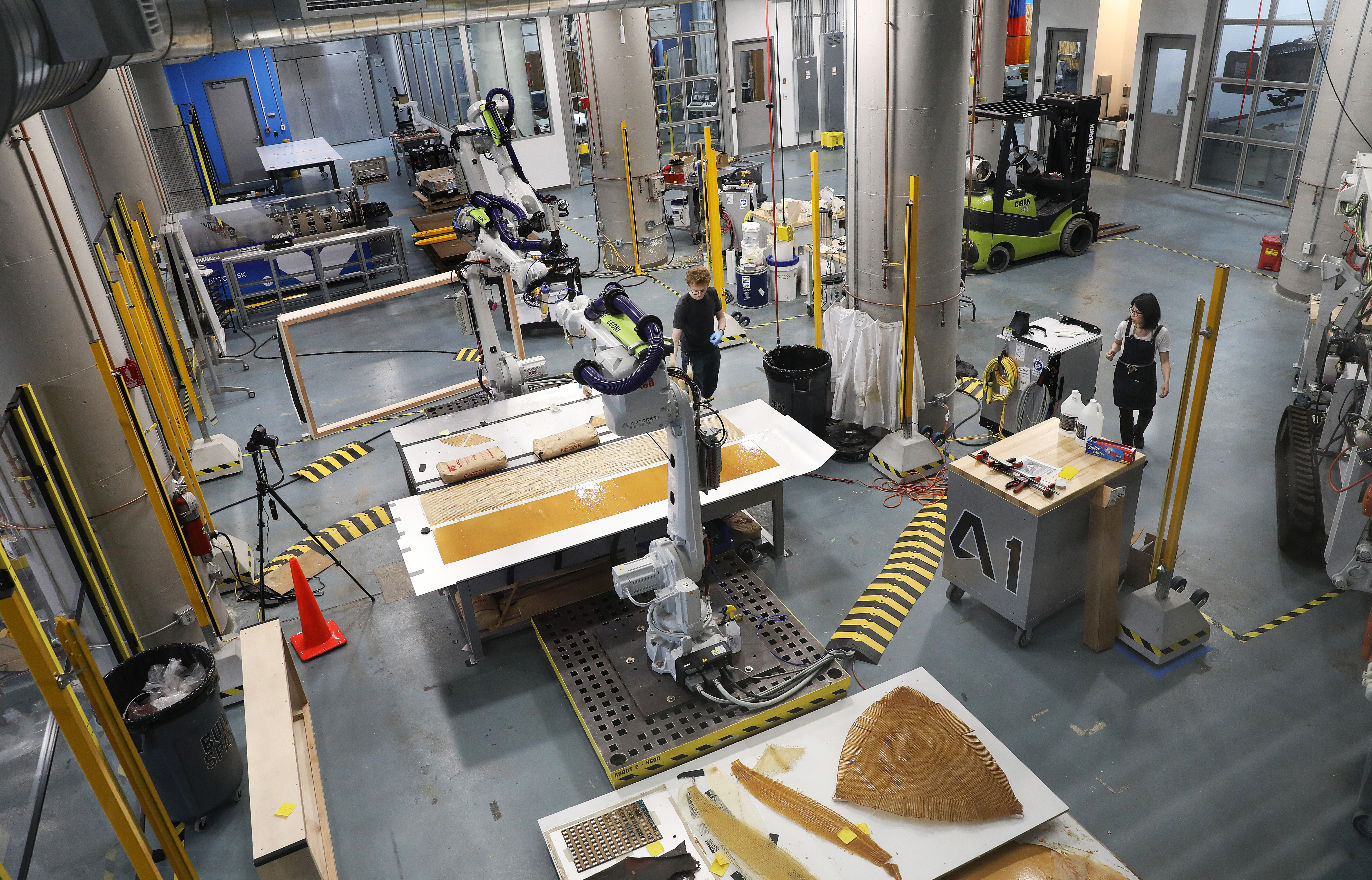 Software design firm Autodesk set up its East Coast operations in the building. An outside outside research team (above) uses Autodesk's build space.
