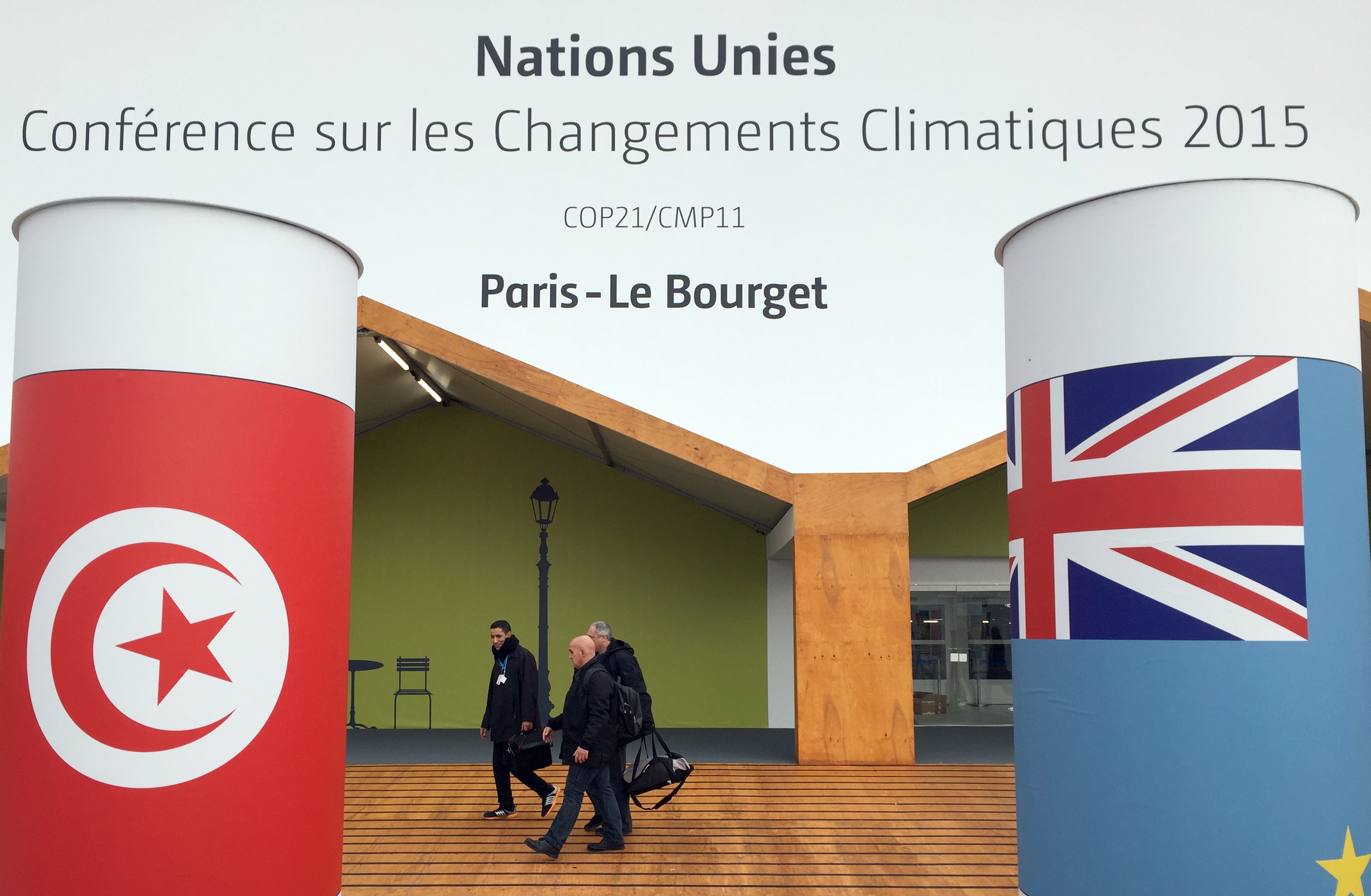 One of the entrances of the U.N Climate Conference venue in Le Bourget, outside Paris.