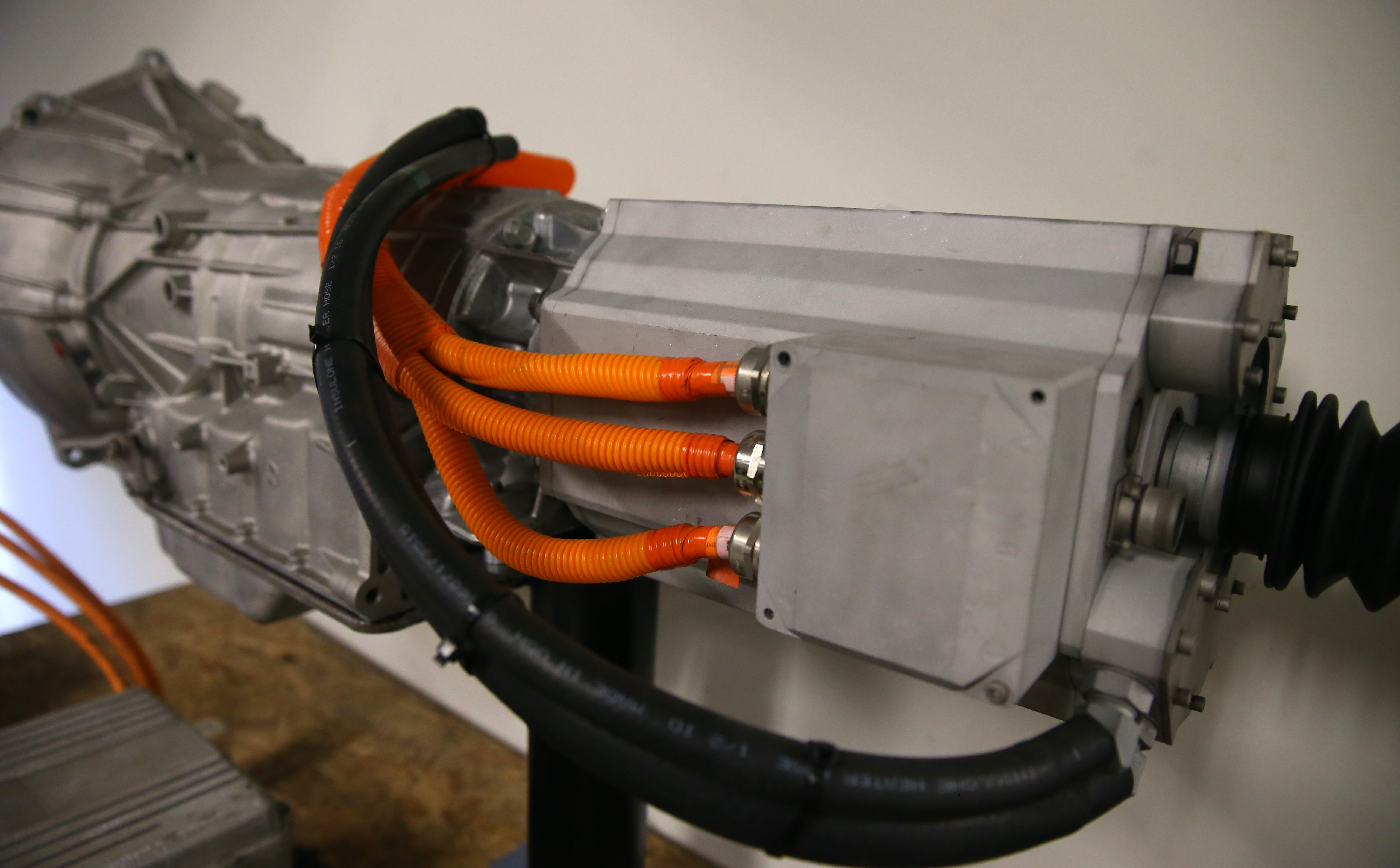 A traction motor was attached to a truck’s transmission.