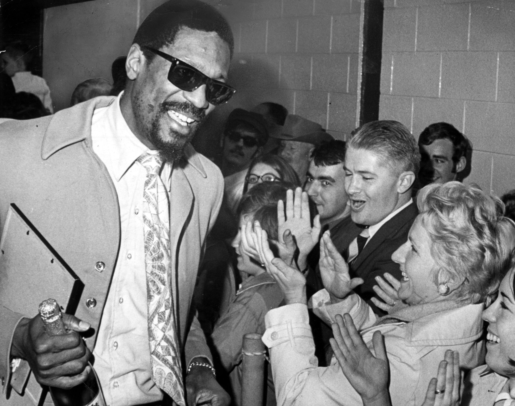 May 6, 1969: Bill Russell greeted fans after the Celtics won the NBA title.