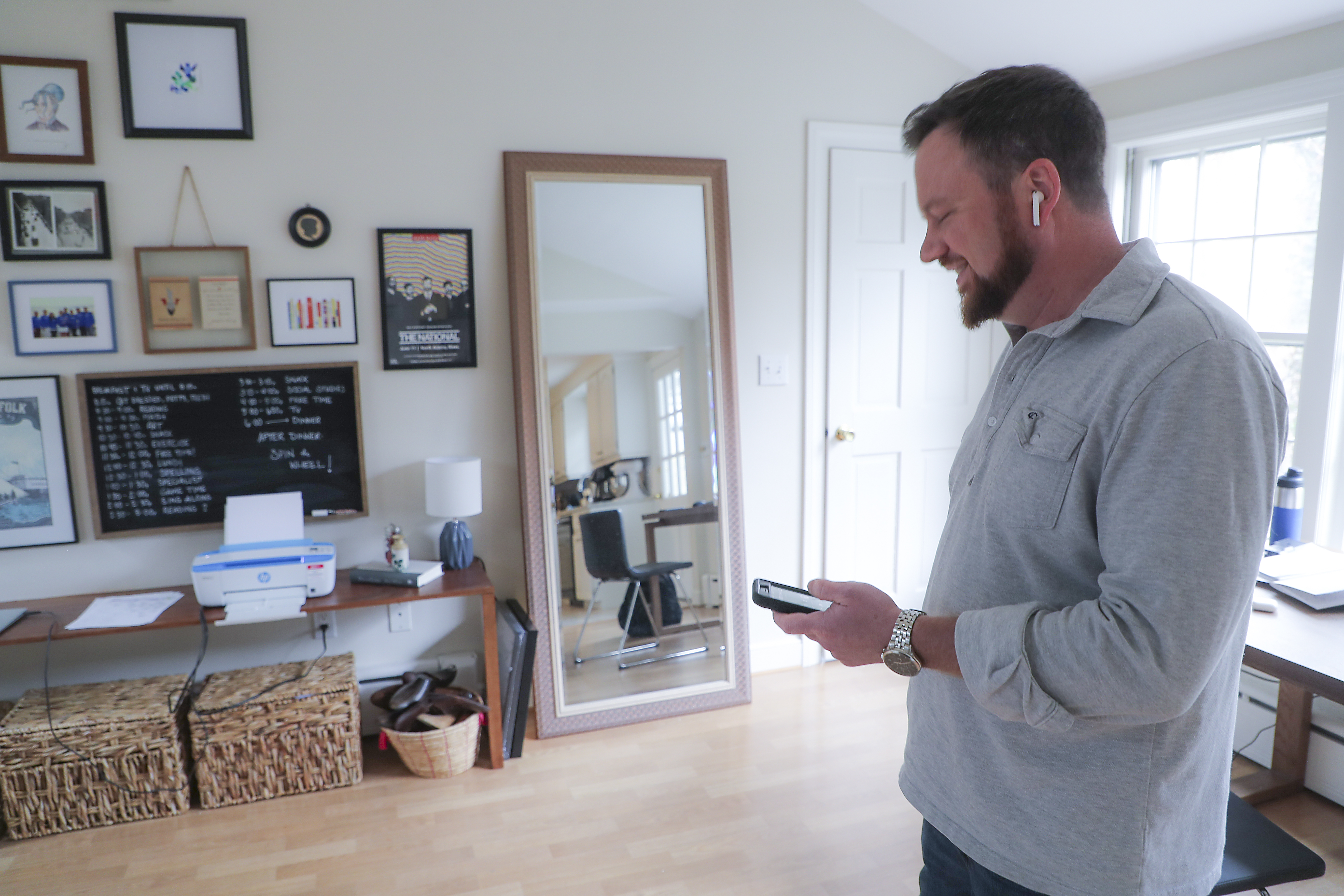 Conor Yunits of Brockton, working at home.