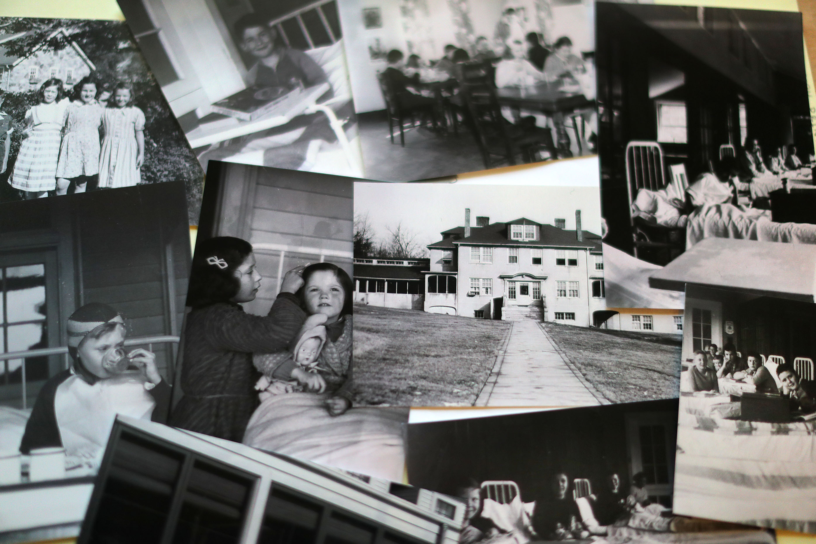 A collection of photographs of the former use of the buiding as a tuberculosis hospital.