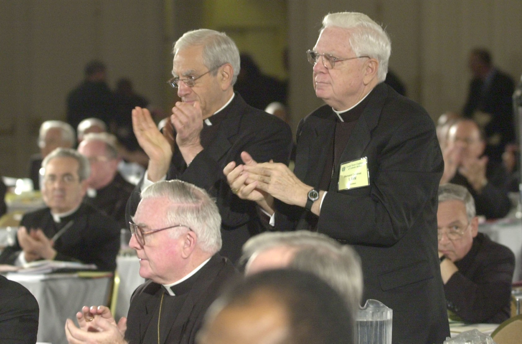 Cardinal Anthony Bevilacqua of Philadelphia, shown with Cardinal Bernard Law of Boston, led a push to limit the new strictures to “priests and deacons.”
