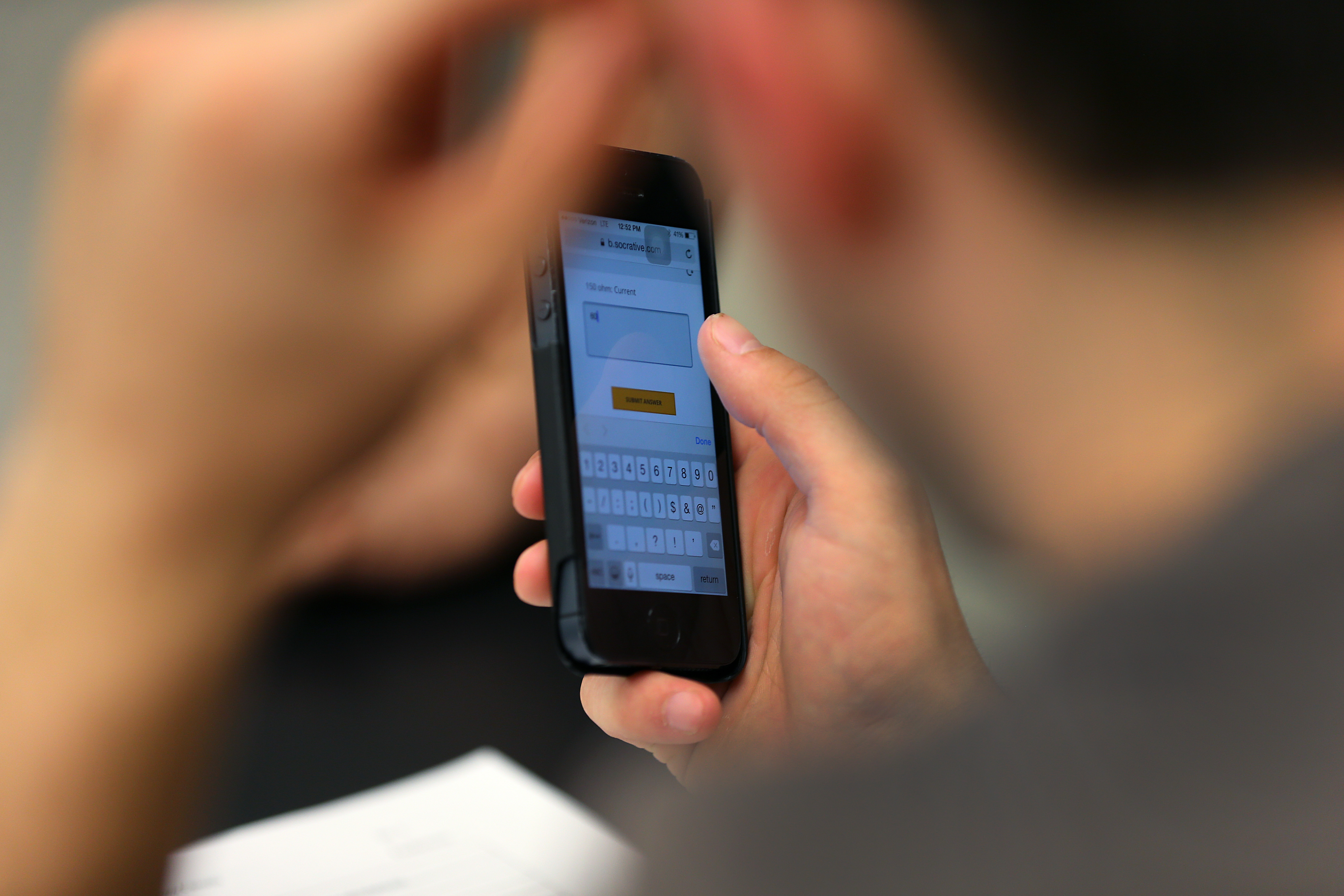 A student logged into a site in Blair Cochran’s physics class at Melrose High.