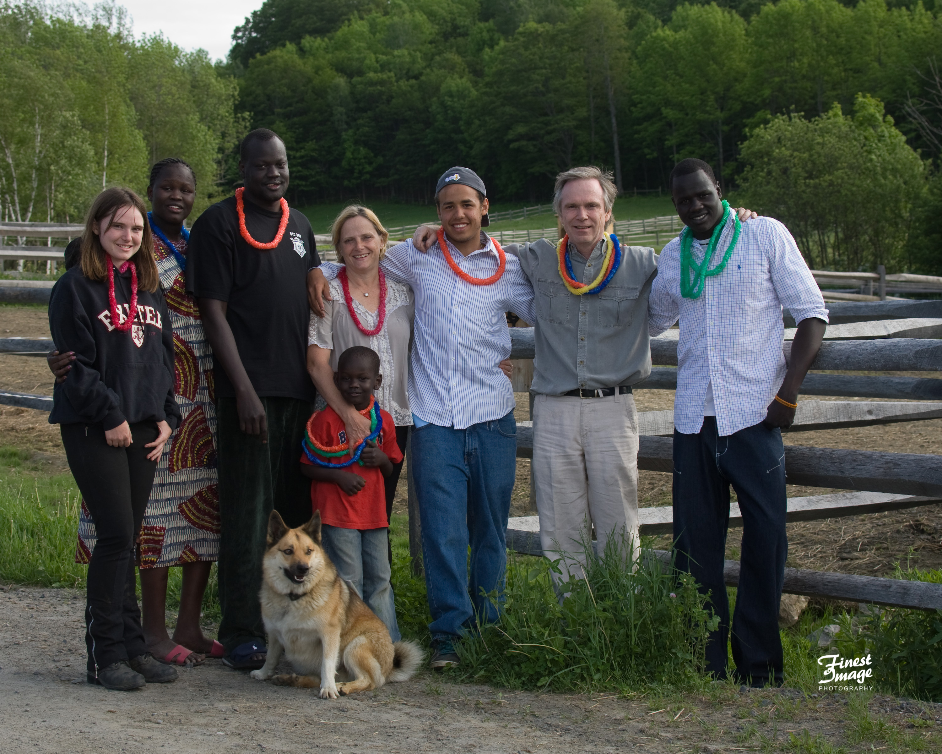 From left: Caeli Cavanagh, Yar Ayuel, Emmanuel Deng, their son Deng with Susan Peters, Ryan Cavanagh, Patrick Cavanagh, and Yar’s brother John Ayuel, marking some graduations in Vermont.