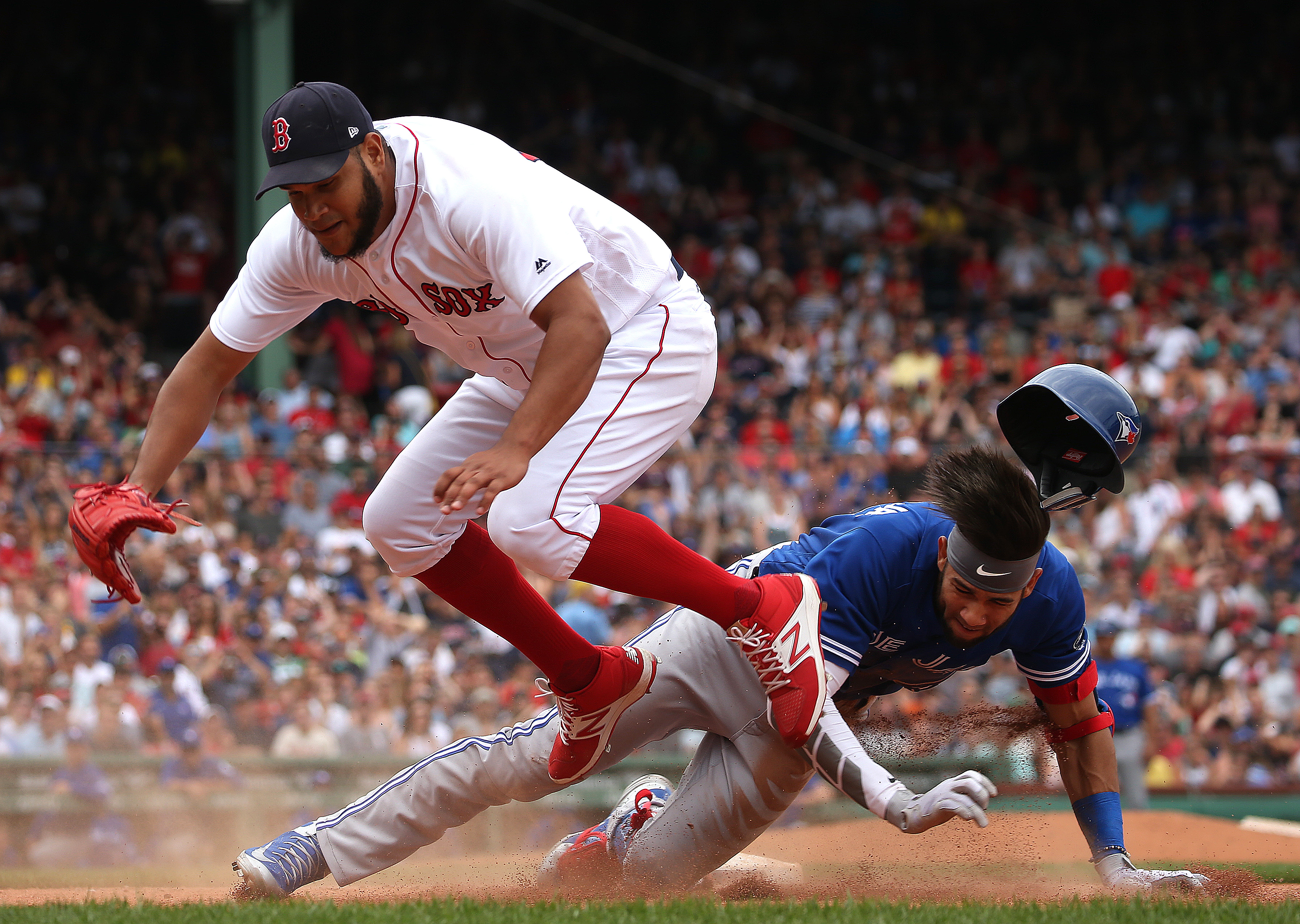 . . . sending them both down for the count. Gurriel stayed in the game, but Rodriguez had to leave with a sprained right ankle.