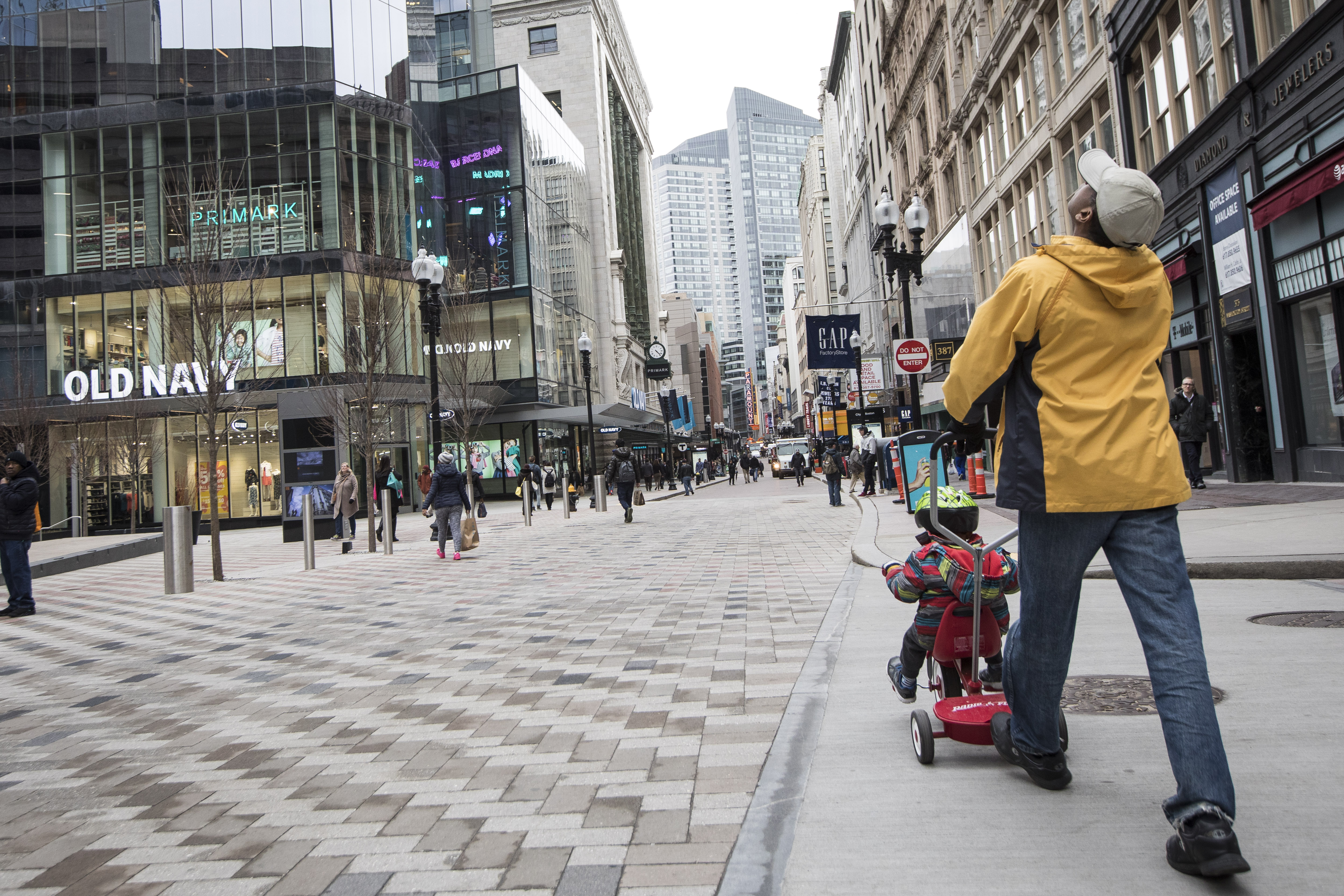 Sidewalk traffic in Downtown Crossing has been measured at about 250,000 people per day.