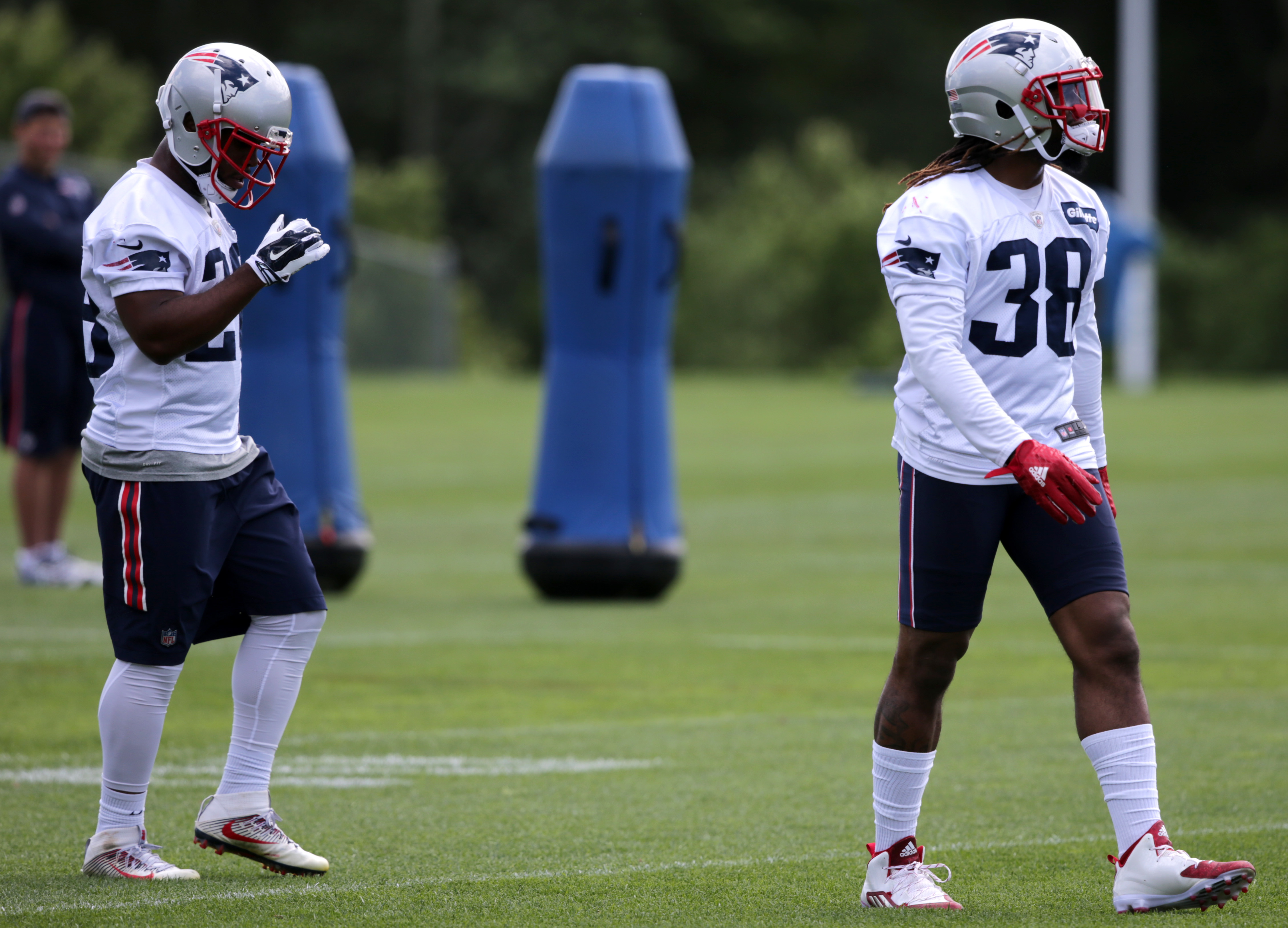 James White (28) and Brandon Bolden (38) will be battling for backup spots on the running back depth chart.