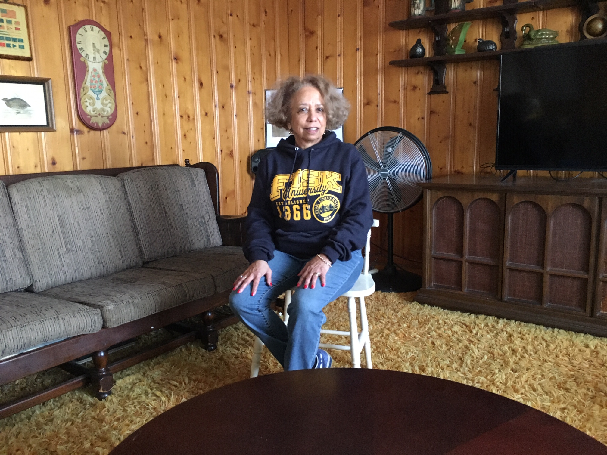 Valda Harris Montgomery sits in a chair at her house used by Martin Luther King as he strategized with the Freedom Riders.