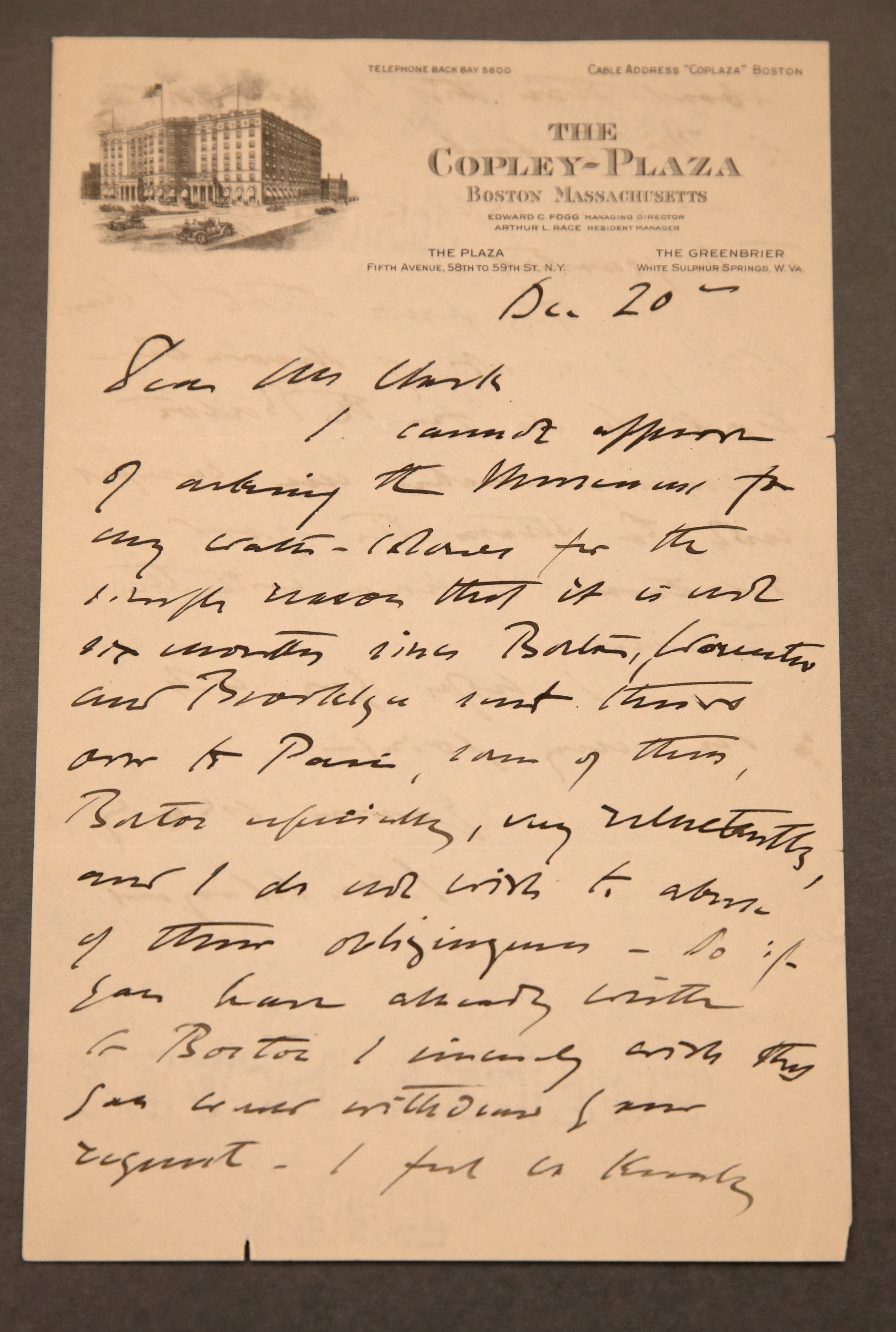 A letter included in the collection of John Singer Sargent materials being gifted to the Museum of Fine Arts.