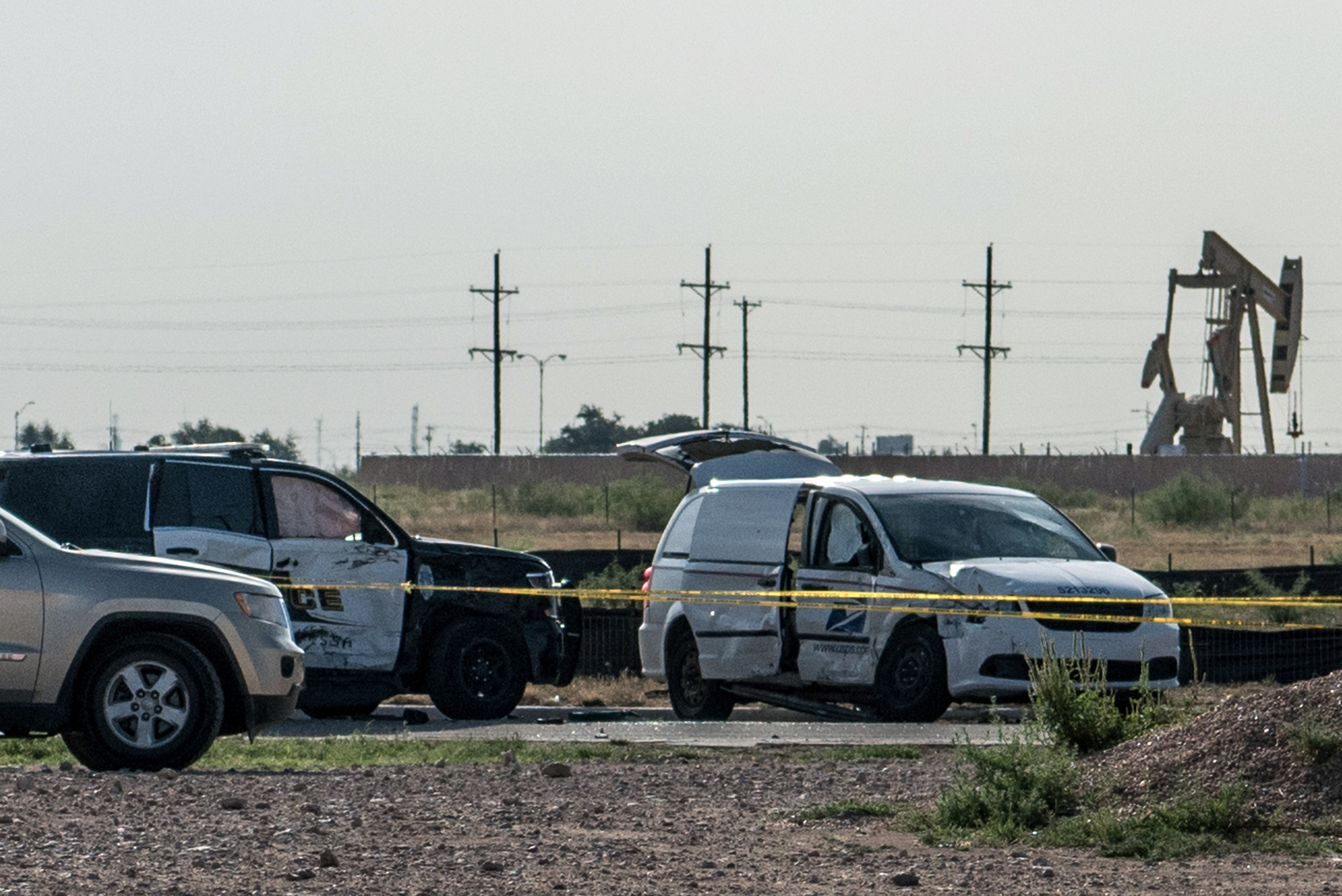 The gunman hijacked a Postal Service vehicle and drove it to a movie theater in Odessa, Texas, where he was killed by officers.
