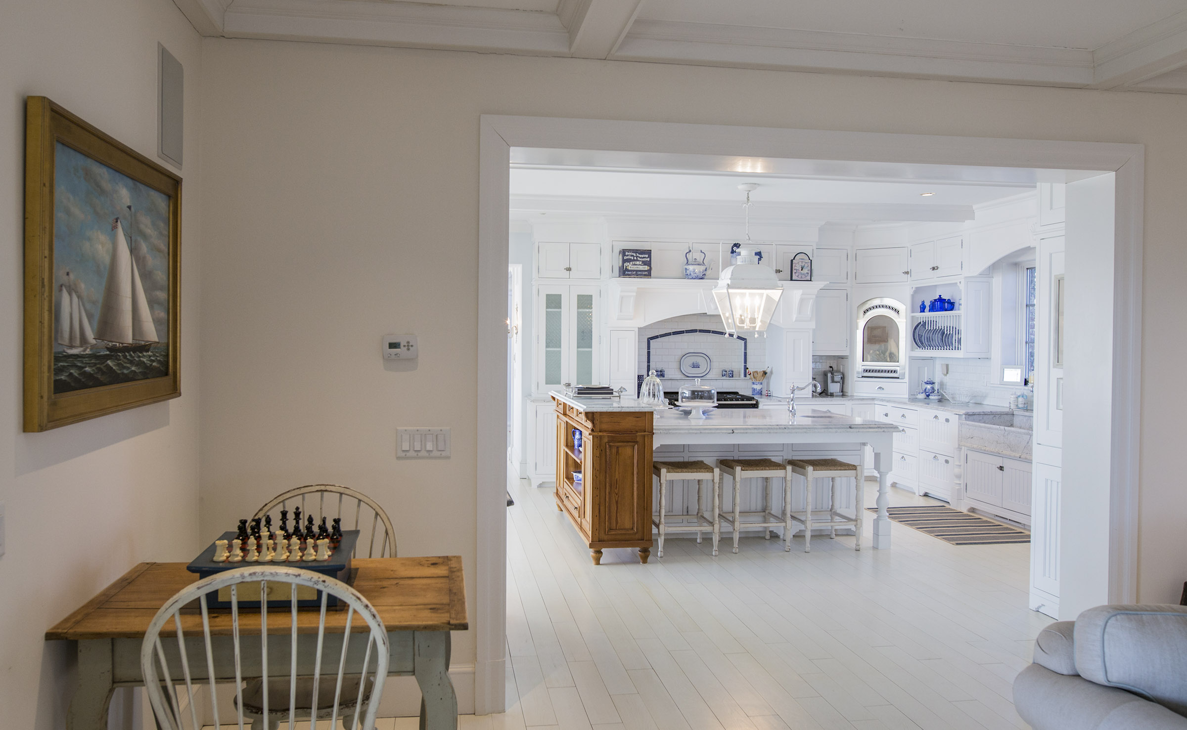 A view from the living room into the kitchen of Katharine Hepburn’s former home in Old Saybrook, Conn.