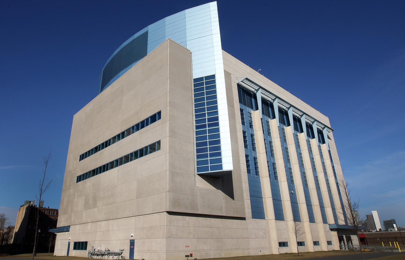 Exterior view at Boston University high security research lab in Boston.
