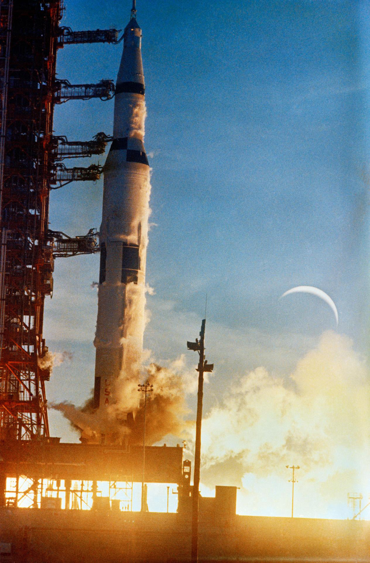 The Apollo 8 space vehicle was launched from the Kennedy Space Center on Dec. 21, 1968.
