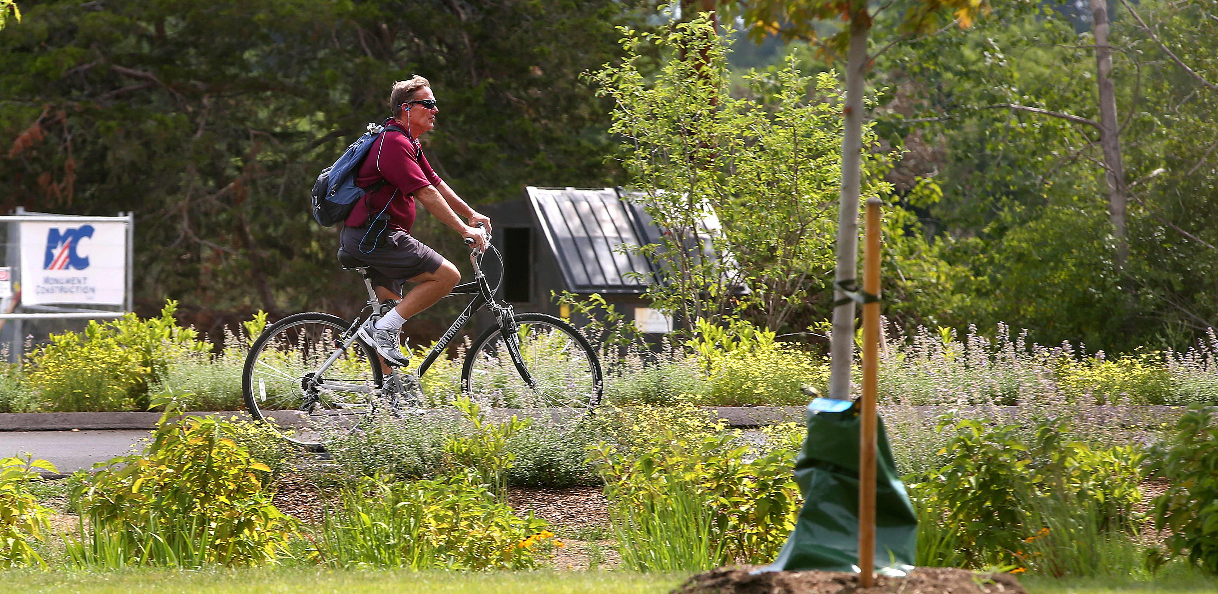 Stephen Lindquist takes off on his daily ride at Bedford Green.