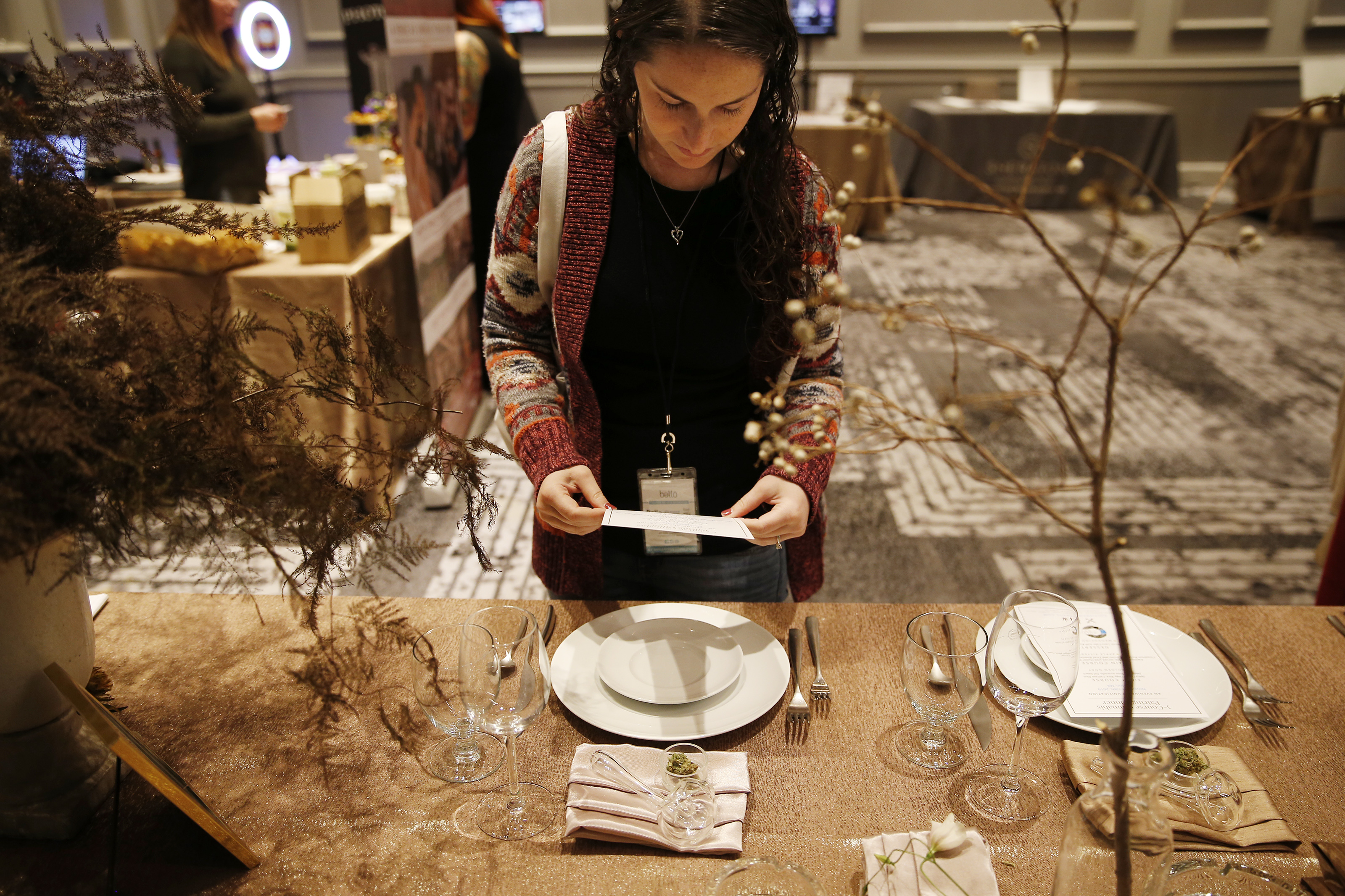 Reporter Felicia Gans checks out the three-course cannabis pairing menu from Cultivating Spirits at the Cannabis Wedding Expo.