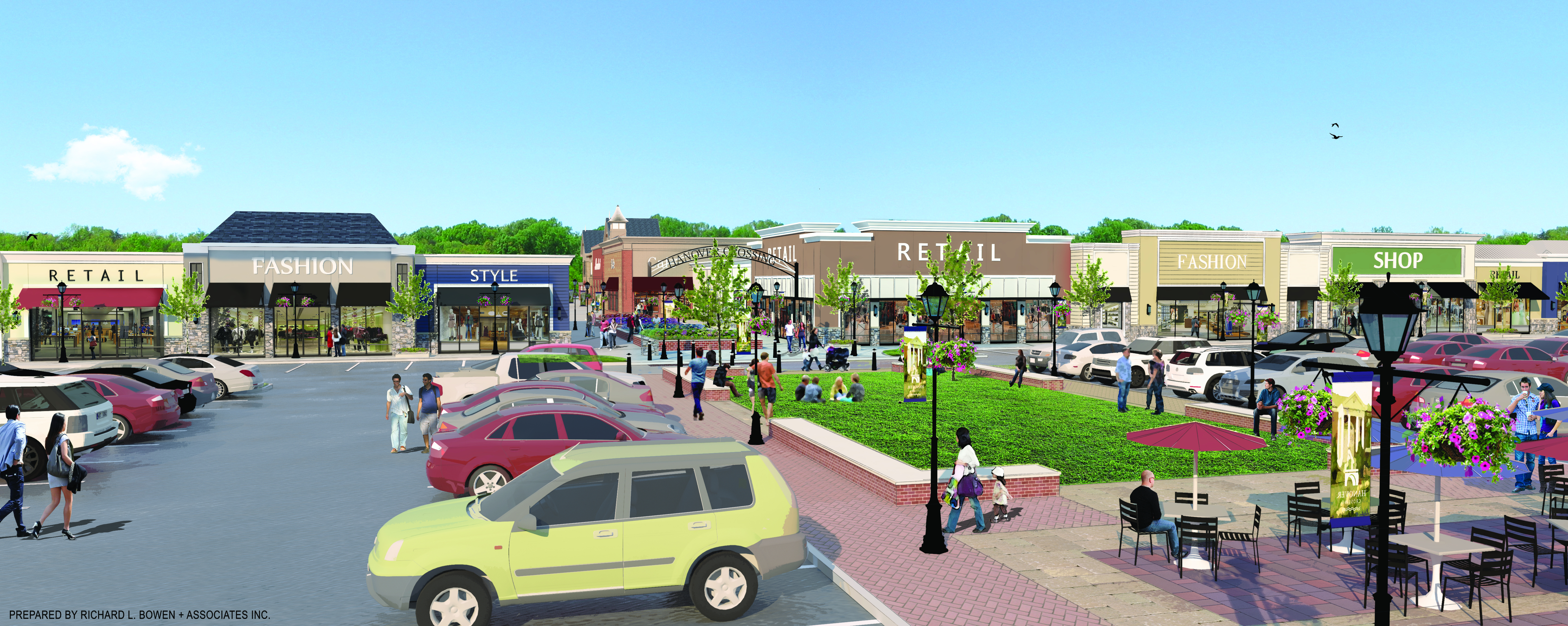 A rendering shows the planned outdoor lifestyle center at the Hanover Mall.