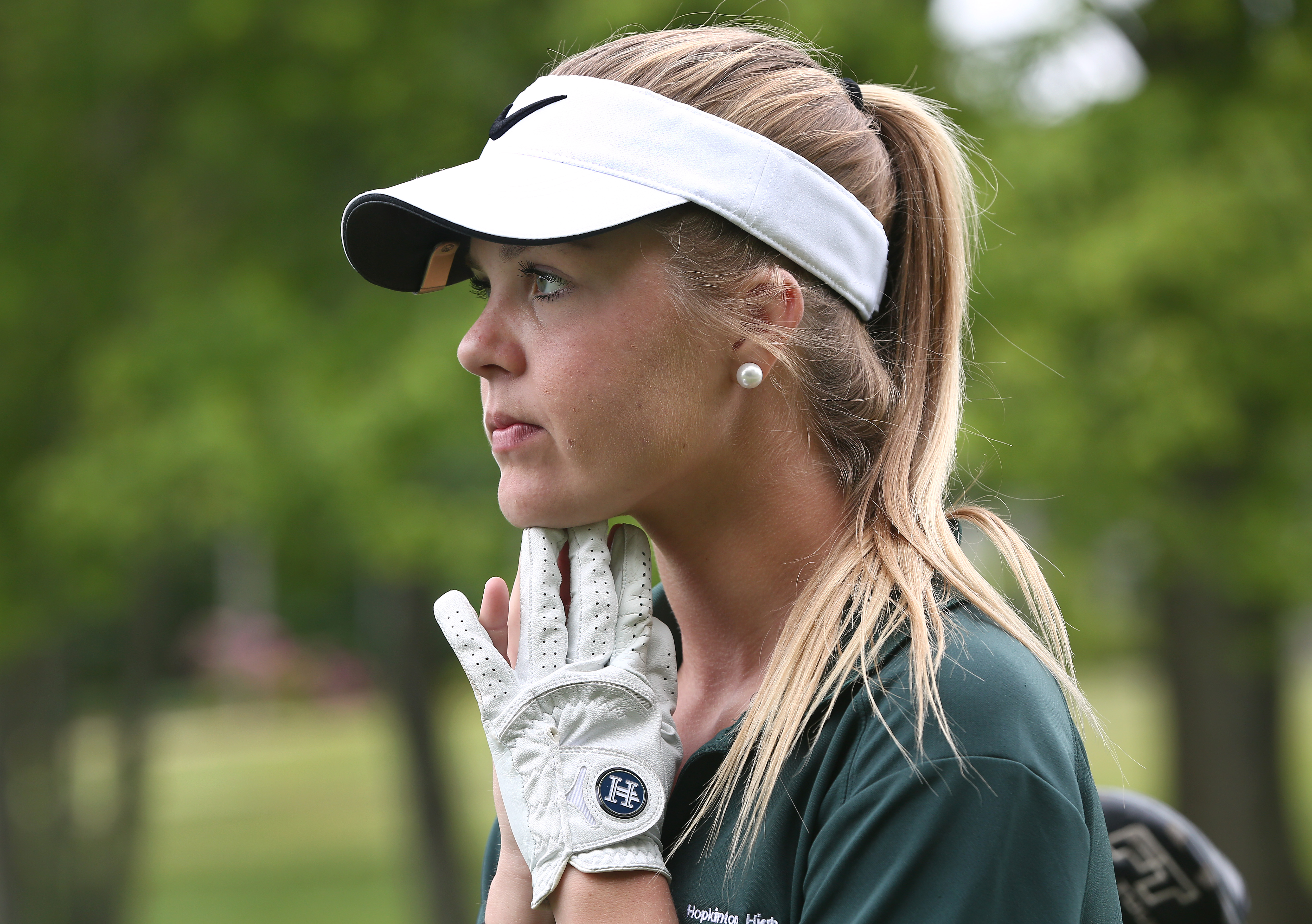 Jaye concentrated on her next shot in the South Sectional tourney Tuesday. Later, she joked with a photographer that she was praying.