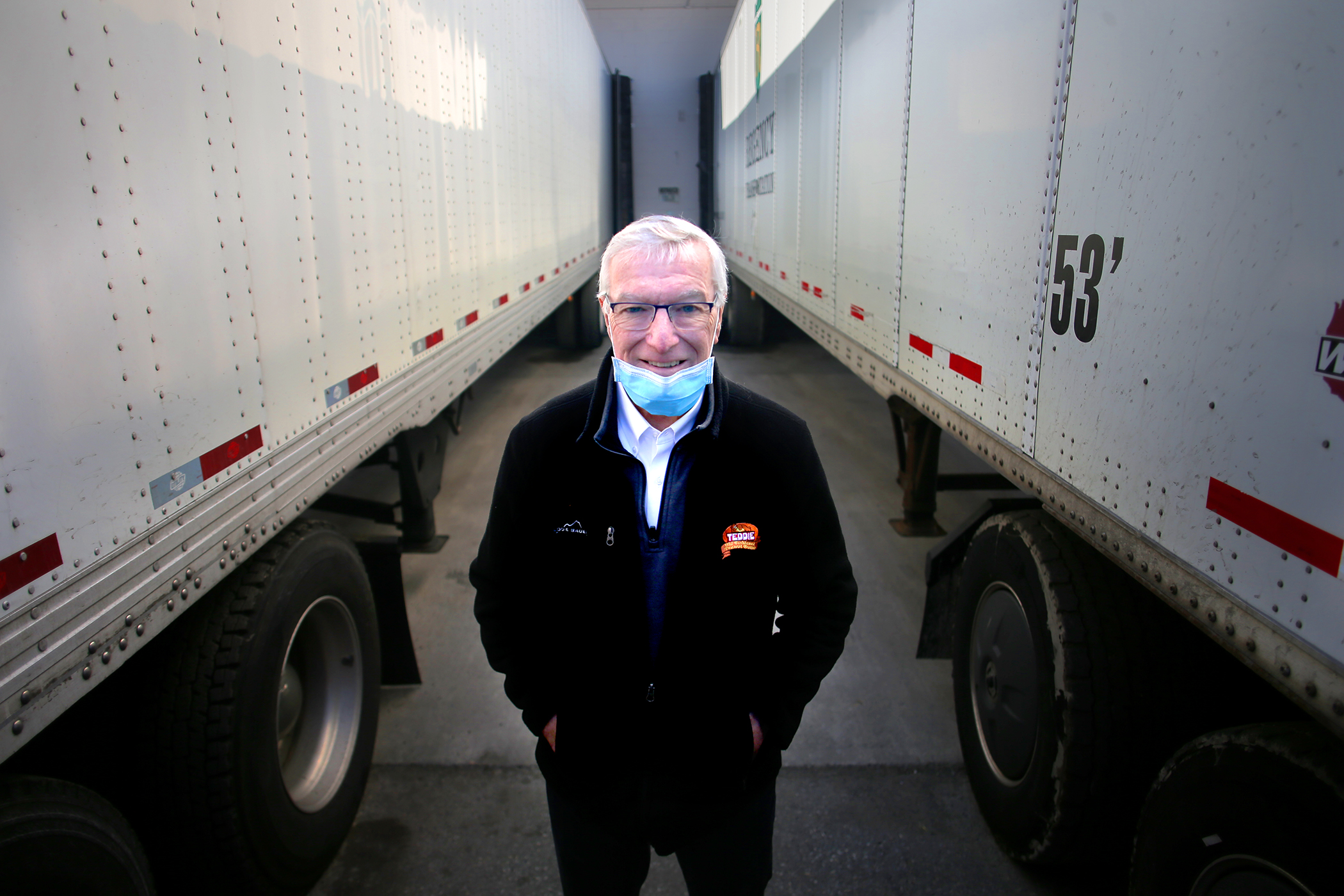 CEO Mark Hintlian, outside the loading dock at the Teddie peanut butter plant in Everett.