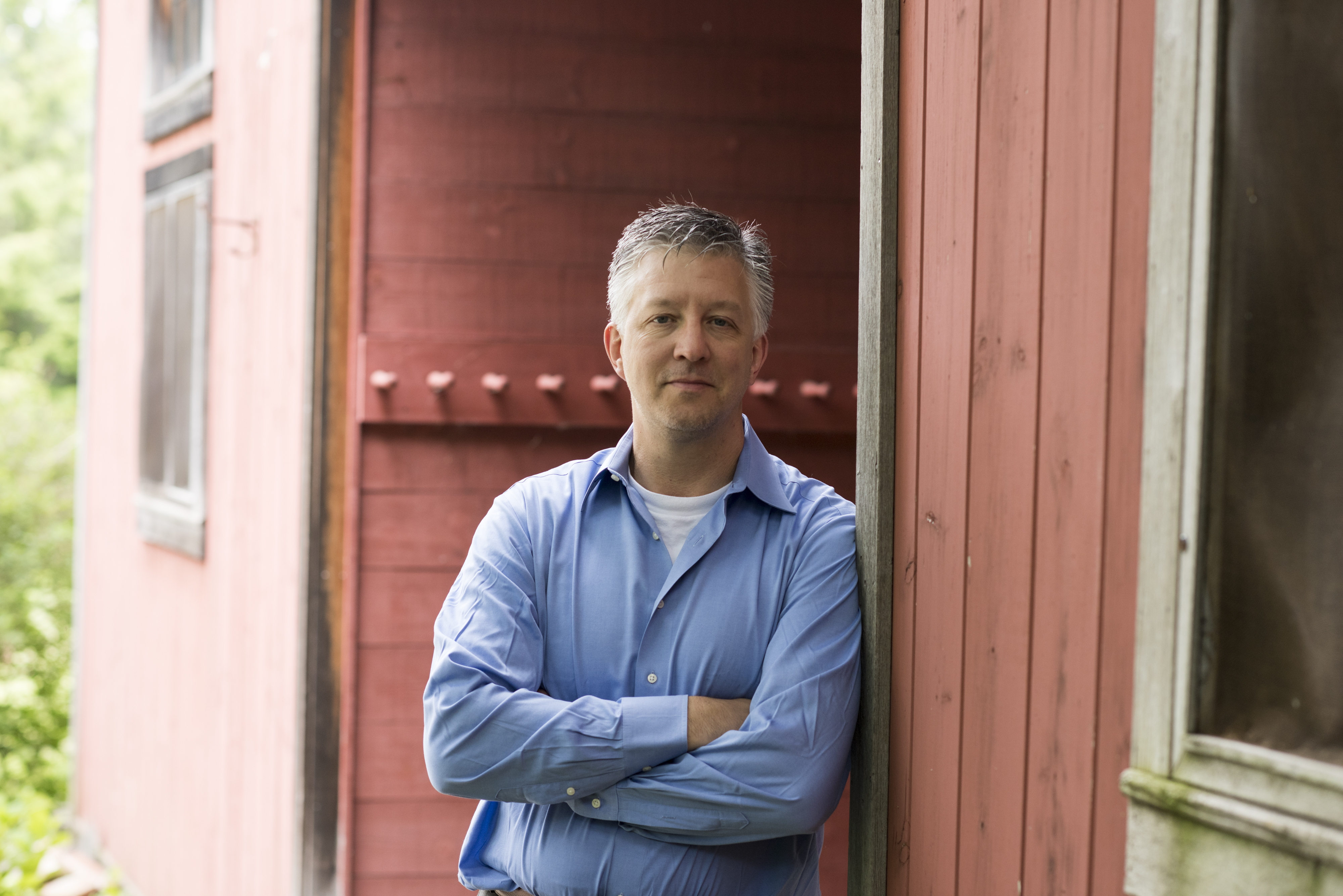 Brady Toensing at his home office in Charlotte, Vt.
