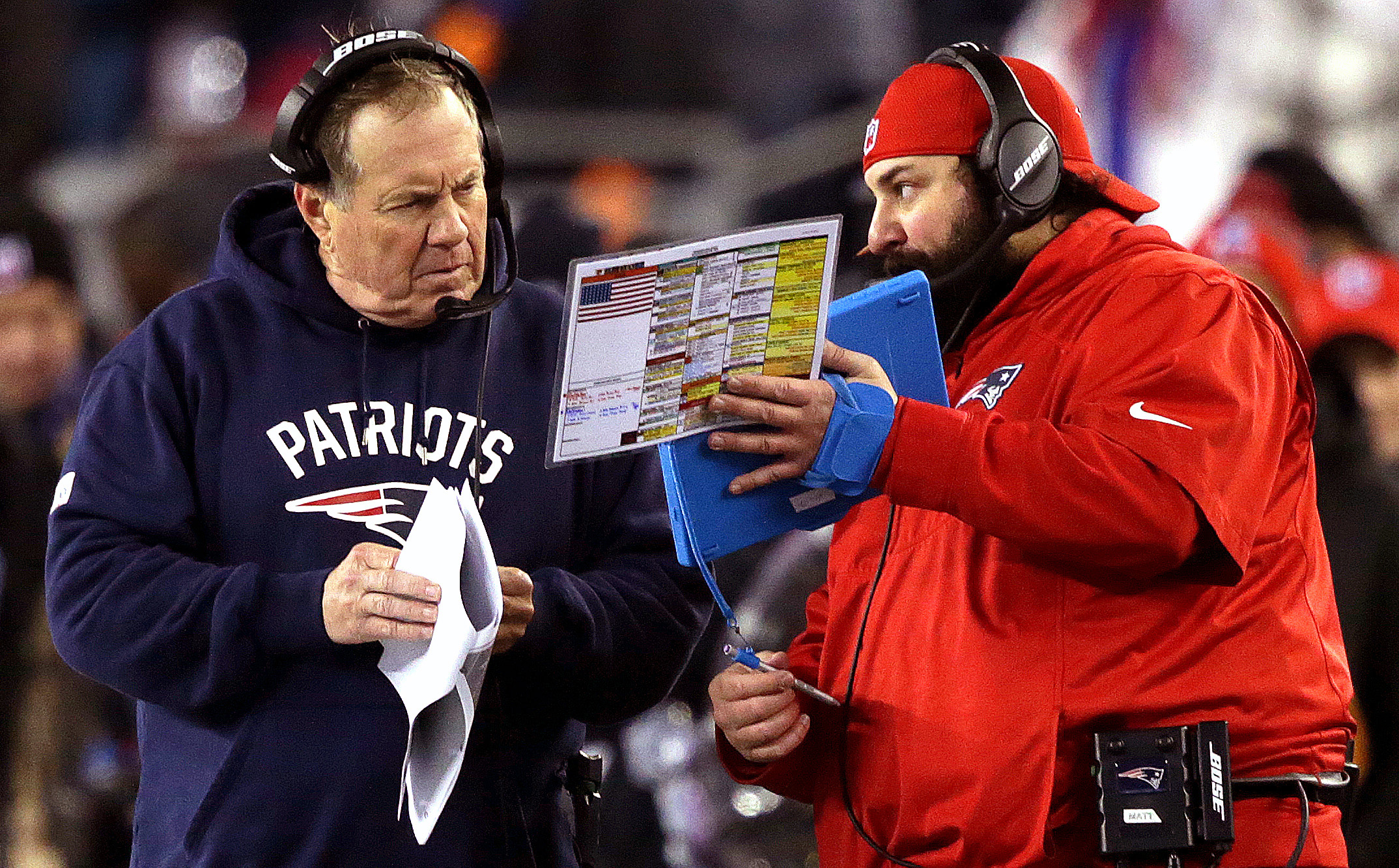 Matt Patricia (right) said he learned so much from Bill Belichick.