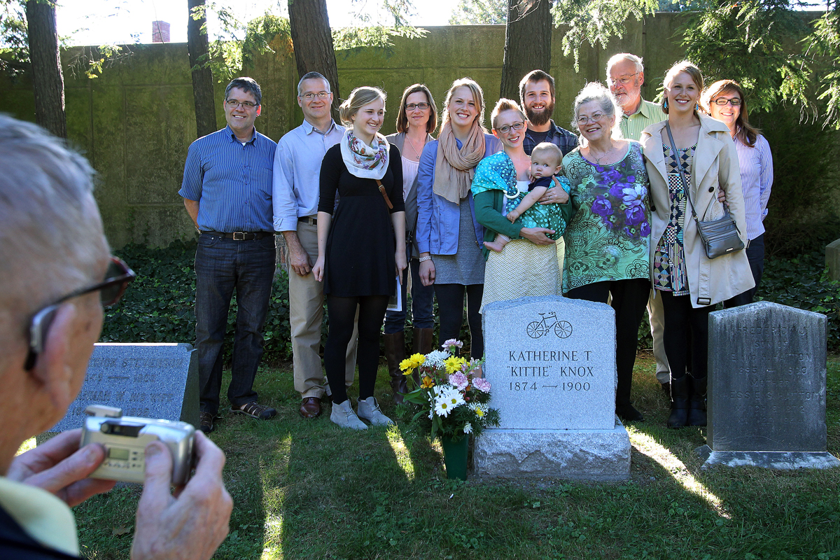 Three generations of Kittie Knox’s relatives attended a ceremony dedicating a new headstone at Mount Auburn Cemetery.