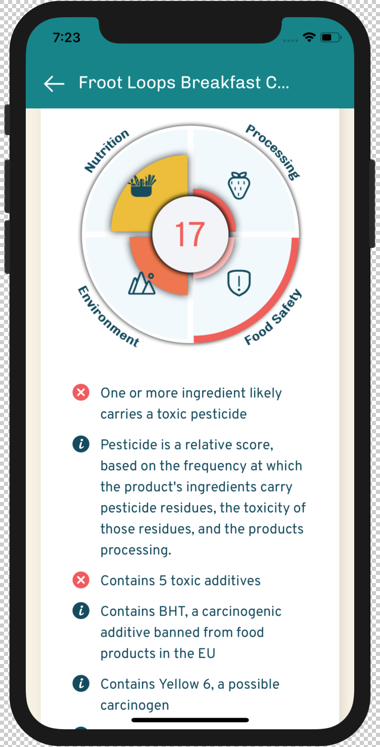 The GreenChoice app allows users to view information about the environmental impact and other aspects of certain grocery products.