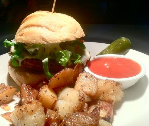 Bean burger at Audubon Circle.