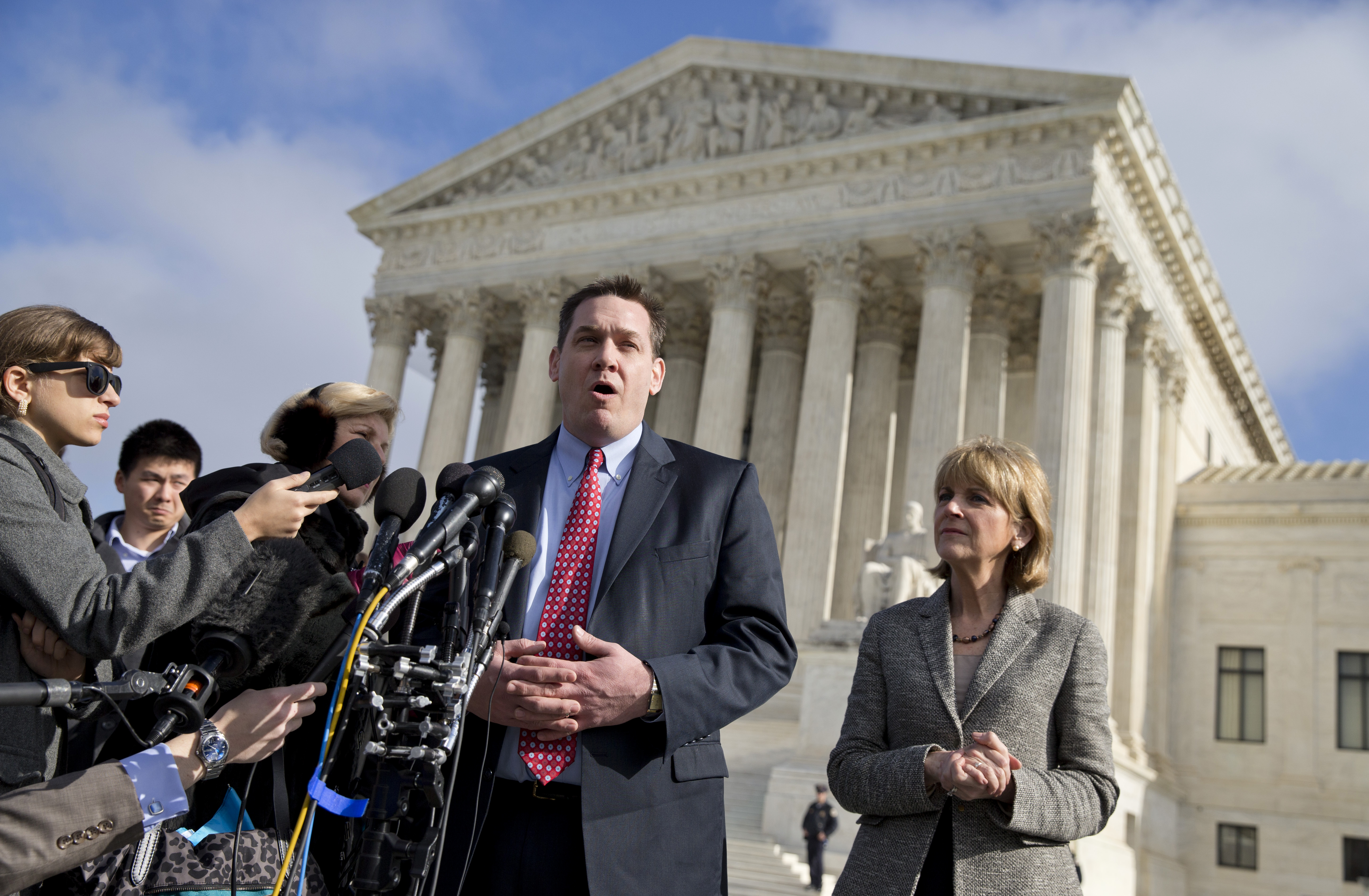 Liam Lowney, whose sister was shot to death at a clinic, hopes the court upholds the law.