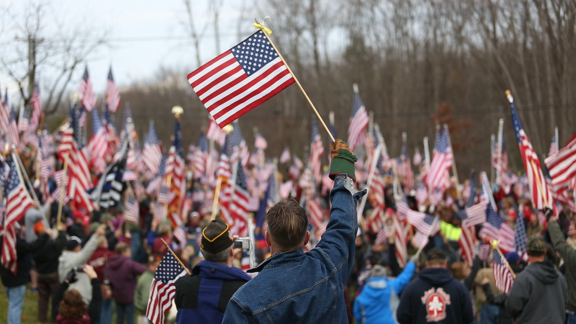 A demonstration organized by the Amherst VFW occurred Sunday at the college’s entrance.