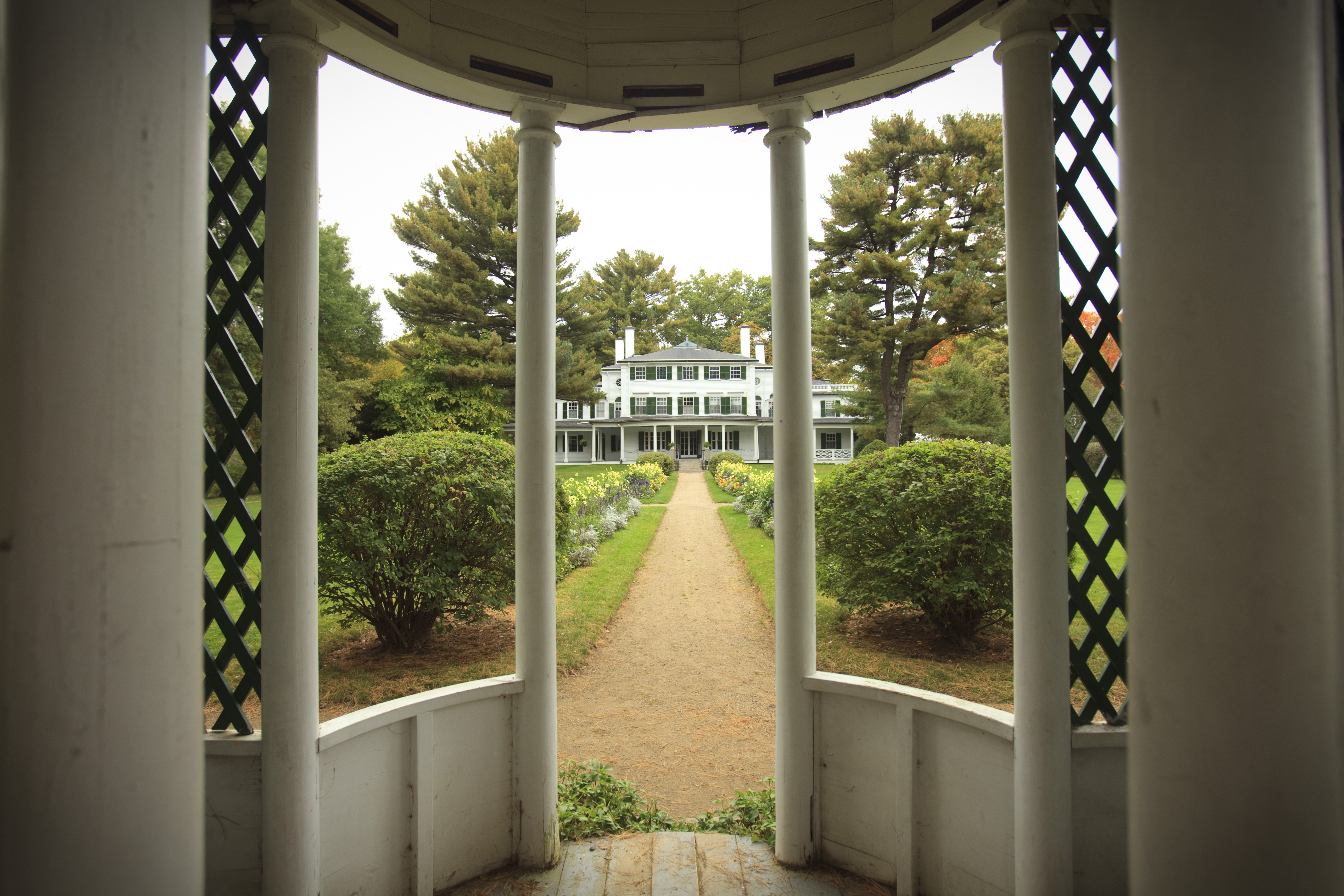 The main house at Glen Magna Farms, a historic country estate located at the end of Ingersoll Street.