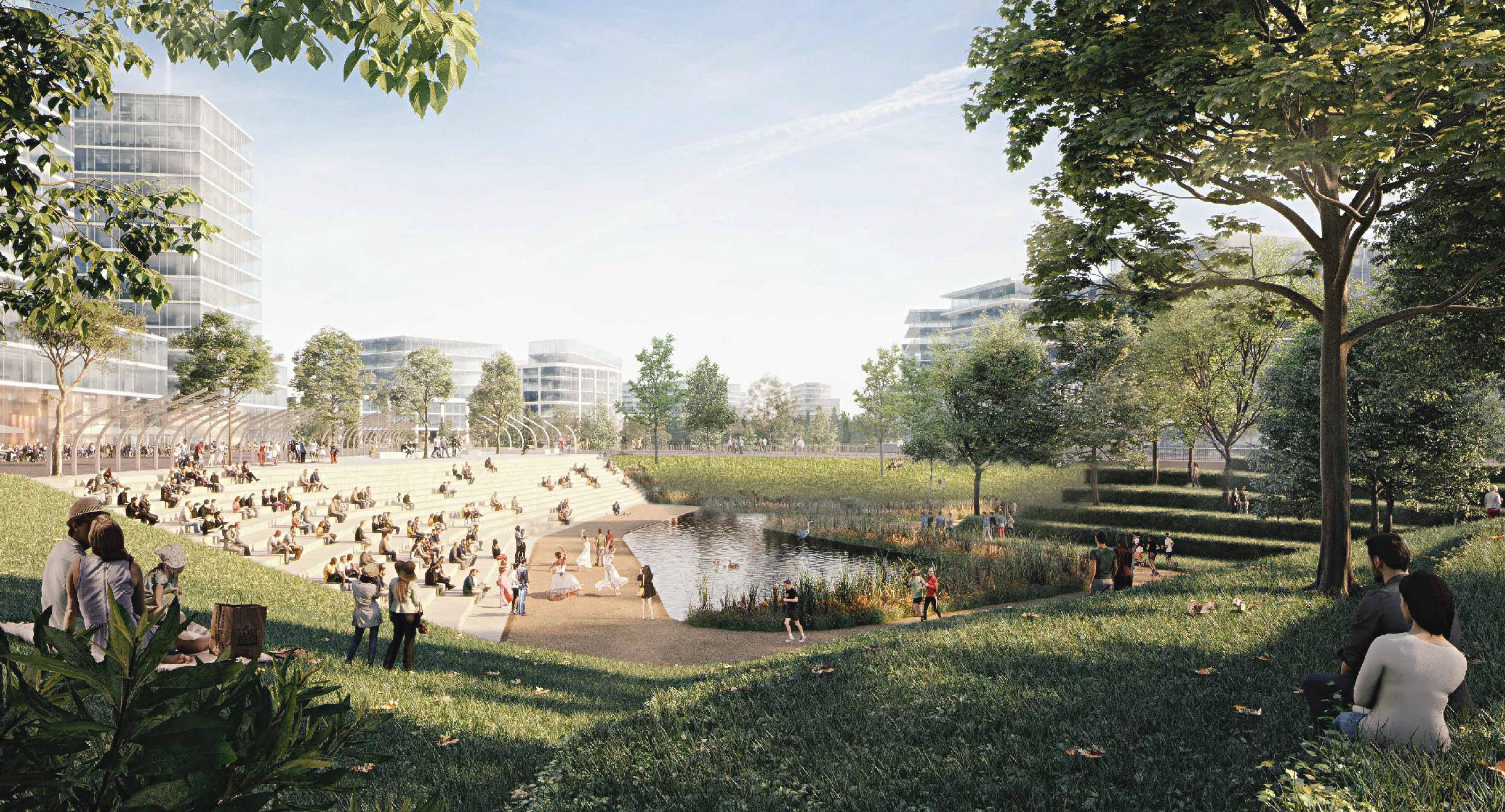 Rendering of the redeveloped site by HYM Investment Group, which called Suffolk Downs “an opportunity for something really wonderful.”